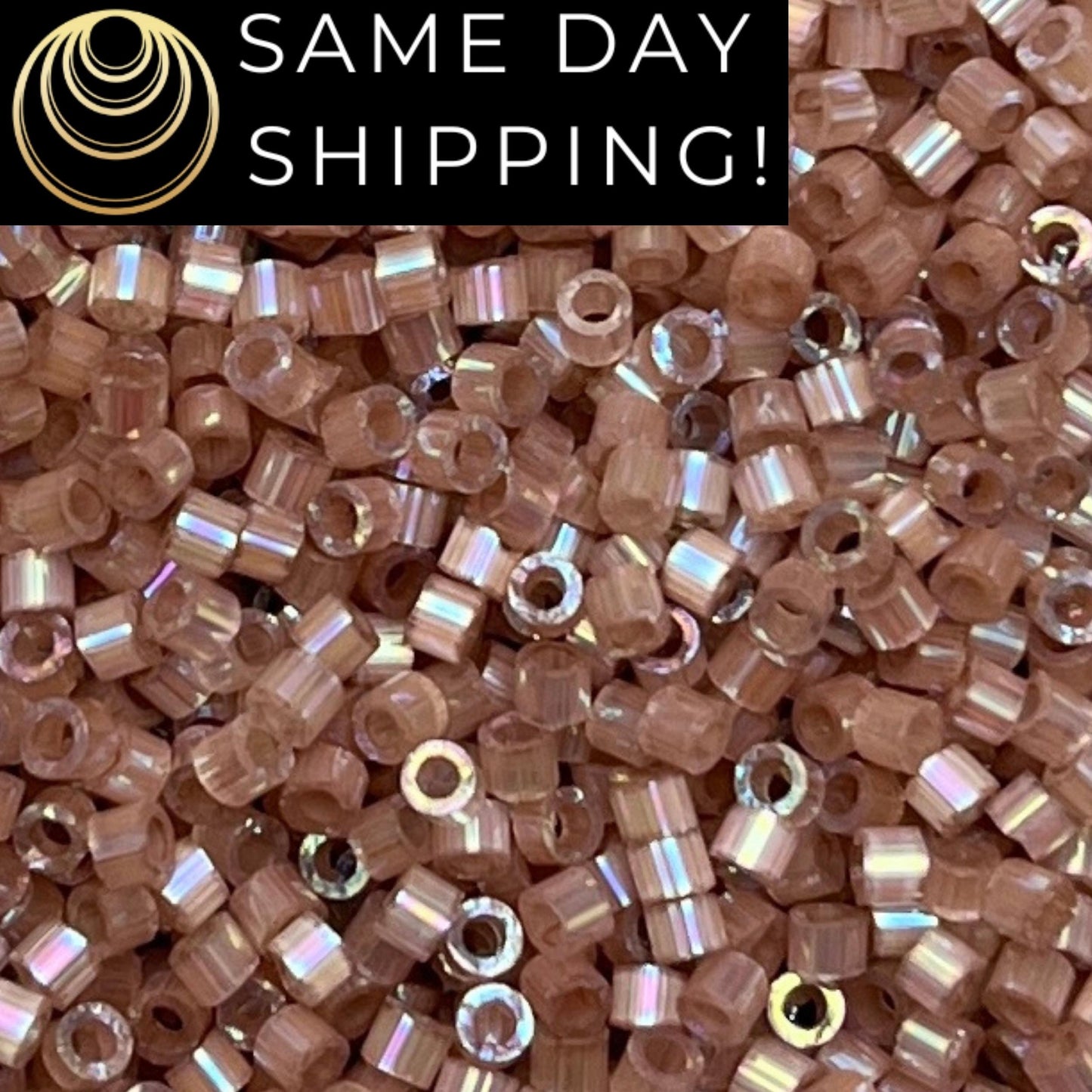 DB1879 (1 Gram -20 Grams) Miyuki Size 11/0 Delica Beads Silk Inside Dyed Beige AB-Free Container! Same Day Shipping! DB-1879 DB 1879