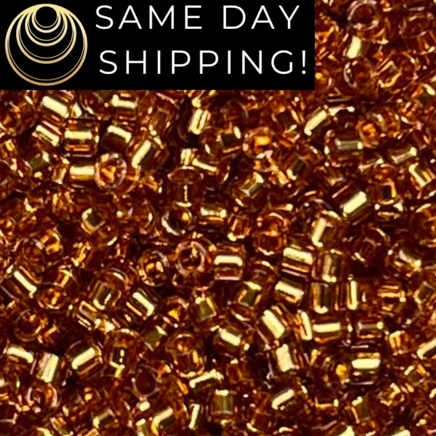DB2524 (1 gram-20 grams) Miyuki Size 11/0 Delica Beads 24 kt Gold Lined Champagne-Free Container! Same Day Shipping!