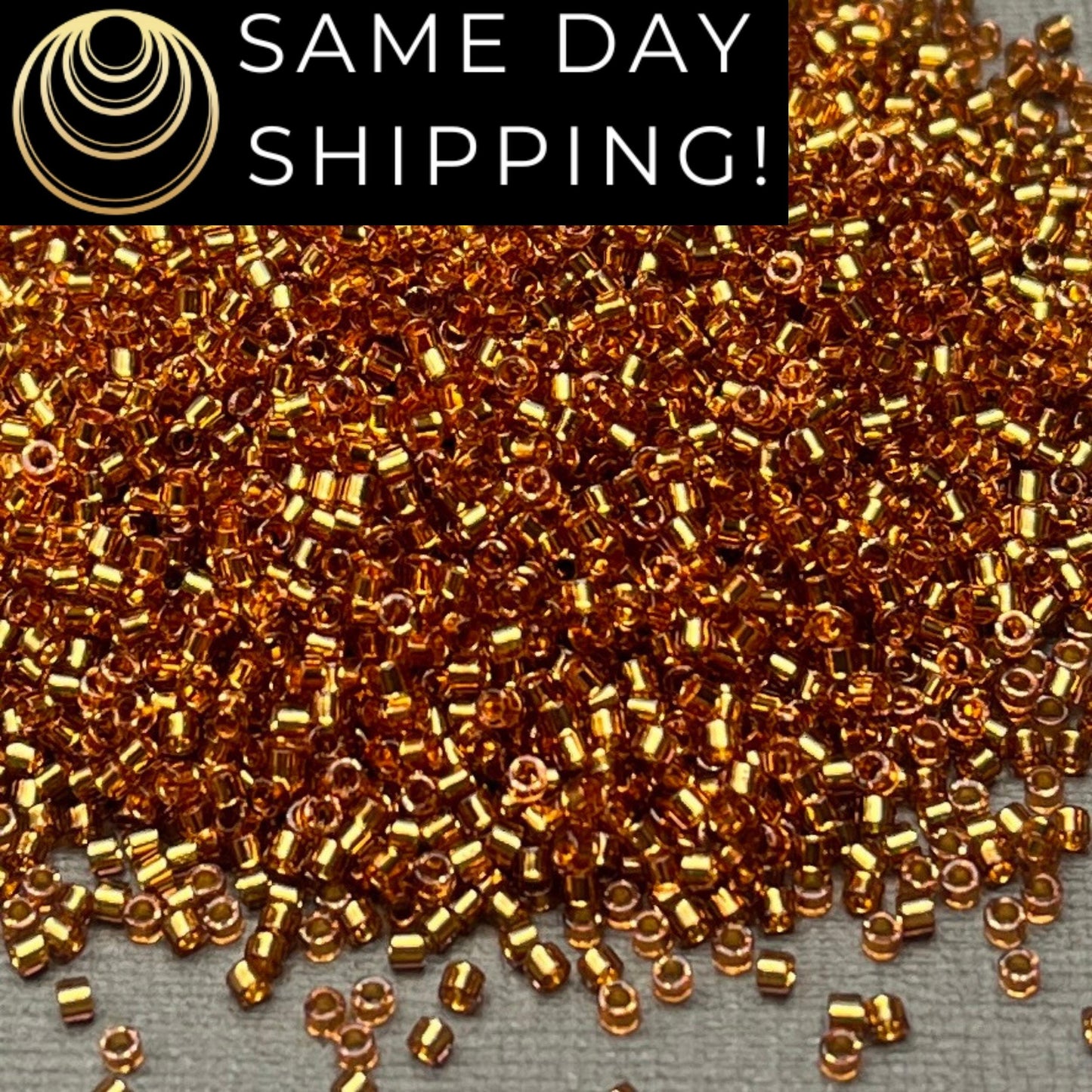 DB2524 (1 gram-20 grams) Miyuki Size 11/0 Delica Beads 24 kt Gold Lined Champagne-Free Container! Same Day Shipping!