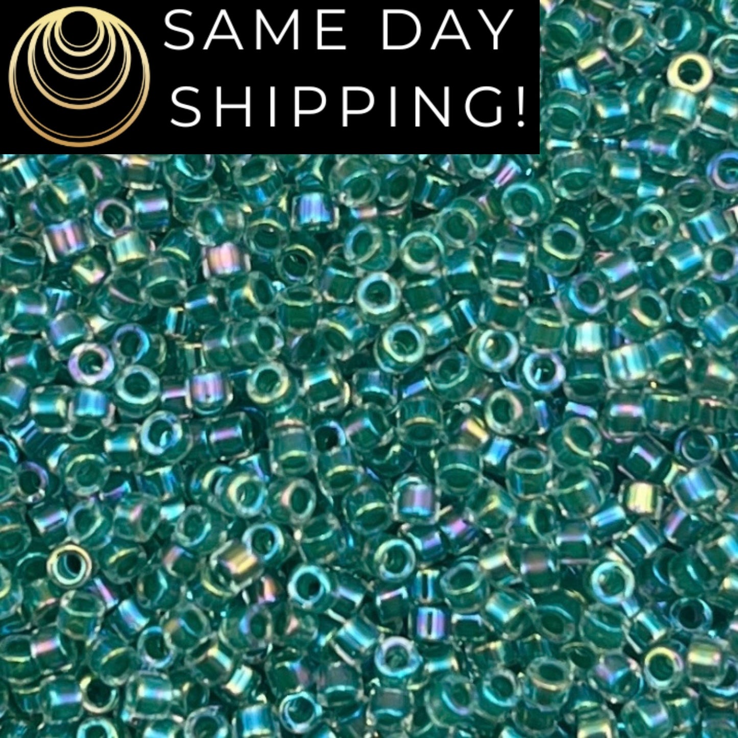 DB060 (1 gram-20 grams) Miyuki Size 11/0 Delica Beads Lime Lined Crystal AB-Free Container! Same Day Shipping!