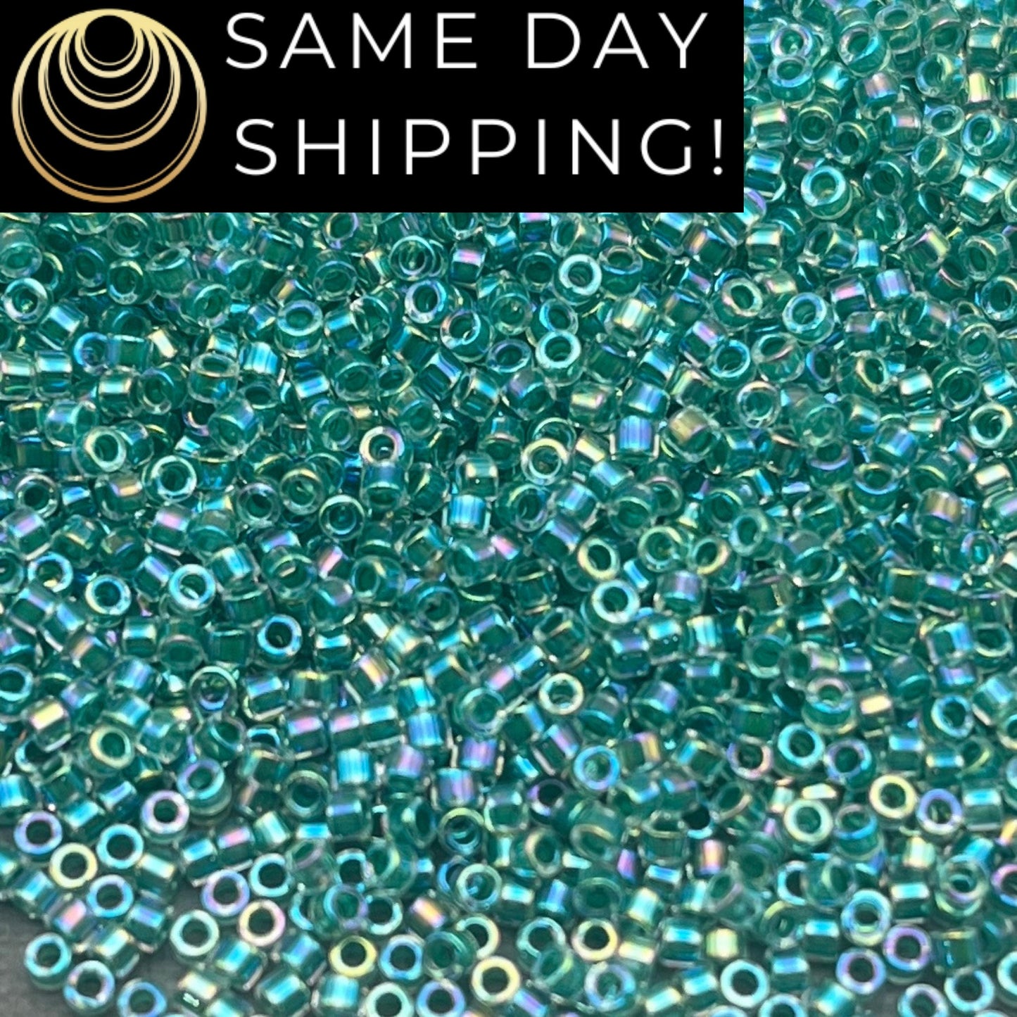 DB060 (1 gram-20 grams) Miyuki Size 11/0 Delica Beads Lime Lined Crystal AB-Free Container! Same Day Shipping!