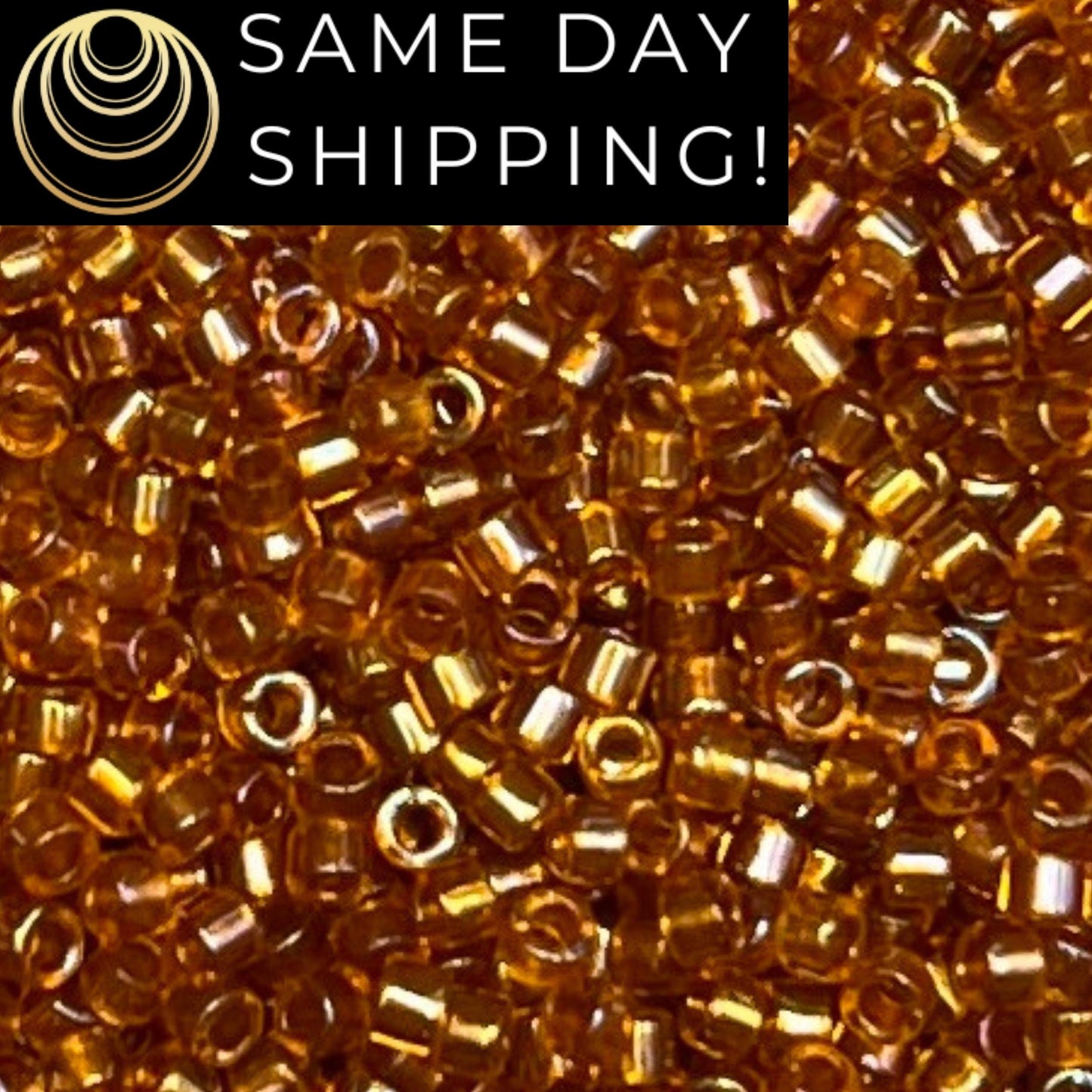 DB065 (1 gram-20 grams) Miyuki Size 11/0 Delica Beads Crystal Lined Topaz AB-Free Container! Same Day Shipping!