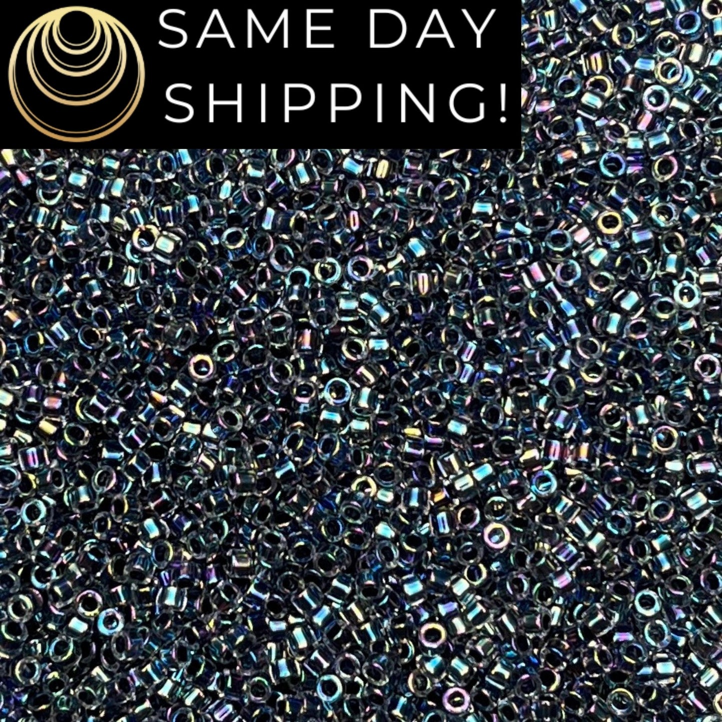 DB086 (1 gram-20 grams) Miyuki Size 11/0 Delica Beads Noir Lined Crystal AB-Free Container! Same Day Shipping!