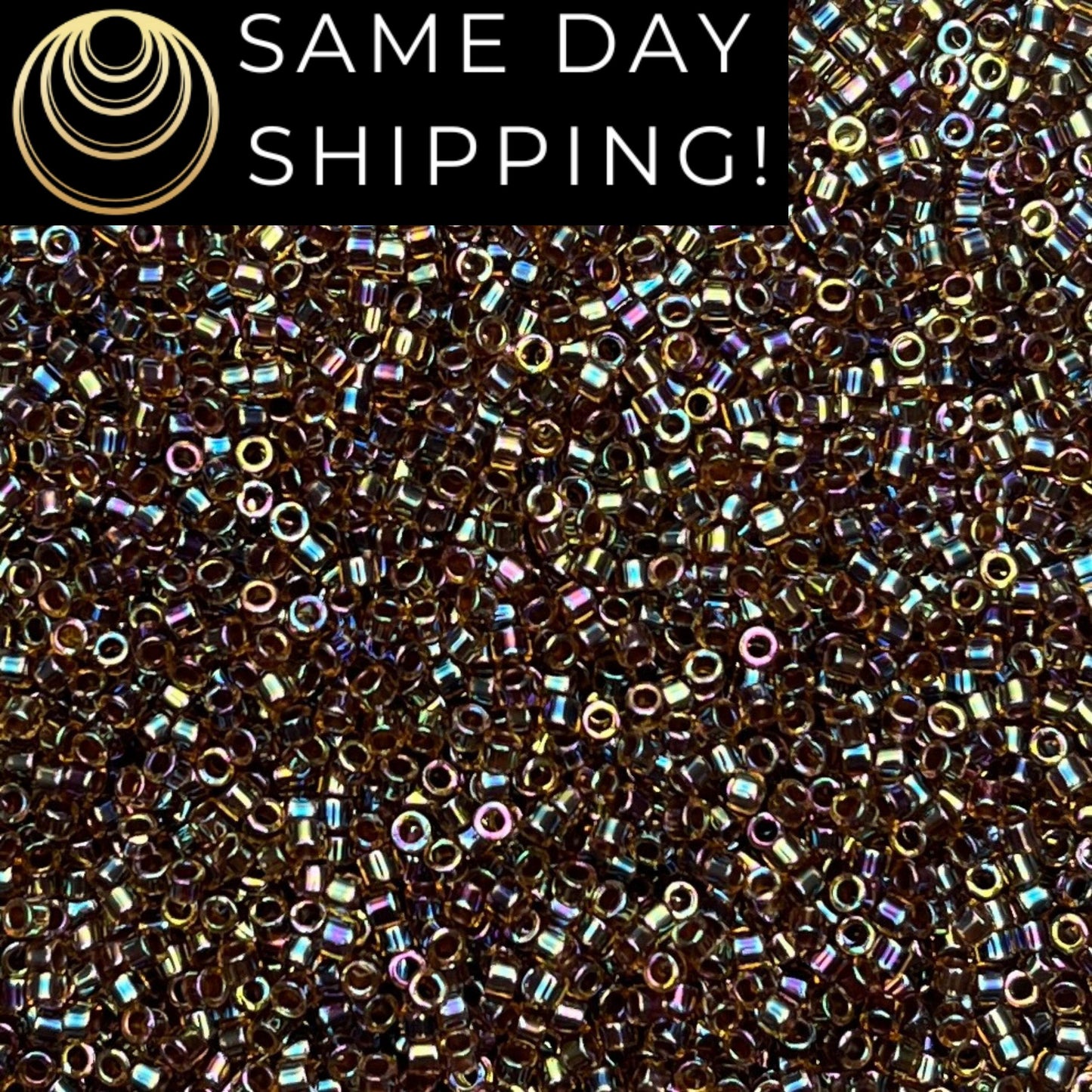 DB087 (1 gram-20 grams) Miyuki Size 11/0 Delica Beads Root Beer Lined Light Topaz AB-Free Container! Same Day Shipping!