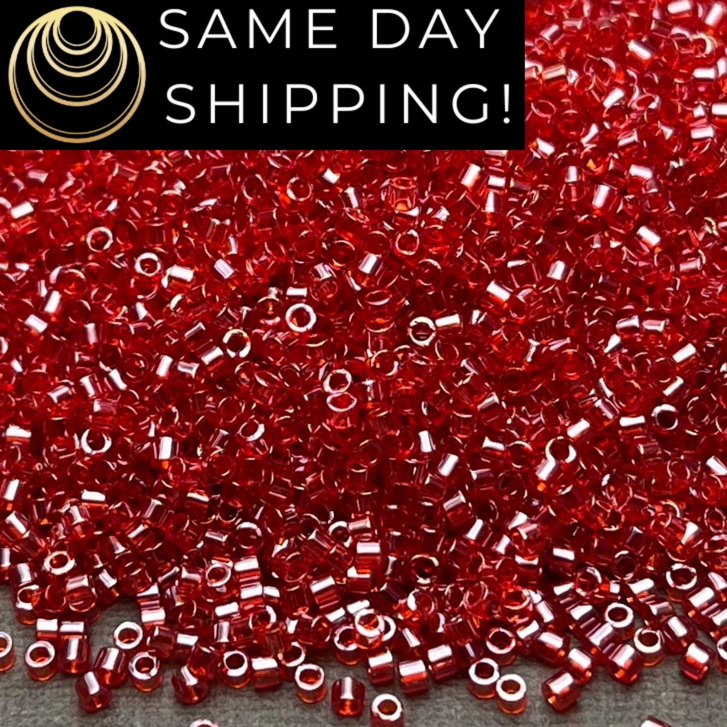 DB098 (1 gram-20 grams) Miyuki Size 11/0 Delica Beads Transparent Light Siam Luster-Free Container! Same Day Shipping!
