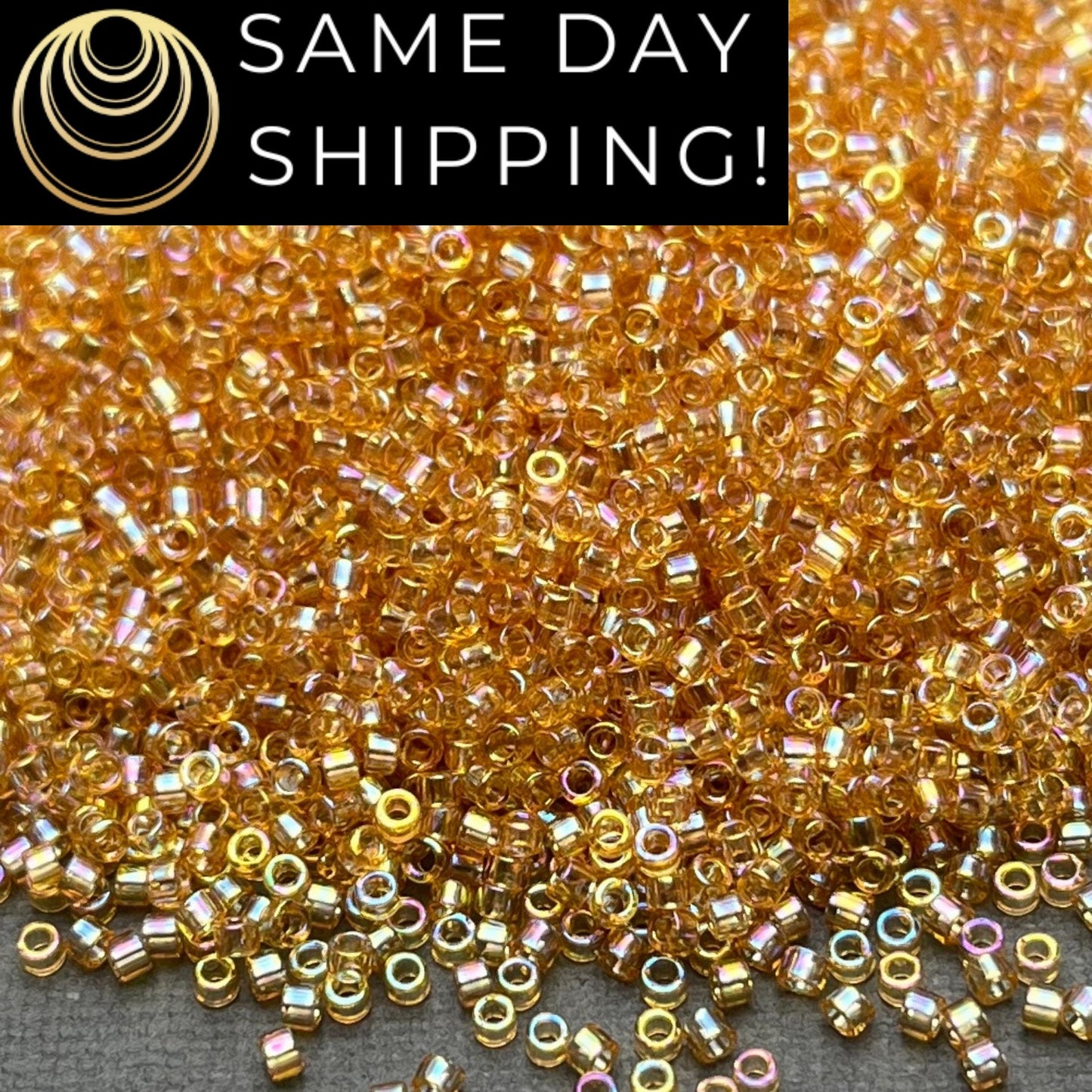 DB100 (1 gram-20 grams) Miyuki Size 11/0 Delica Beads Transparent Light Topaz AB-Free Container! Same Day Shipping!
