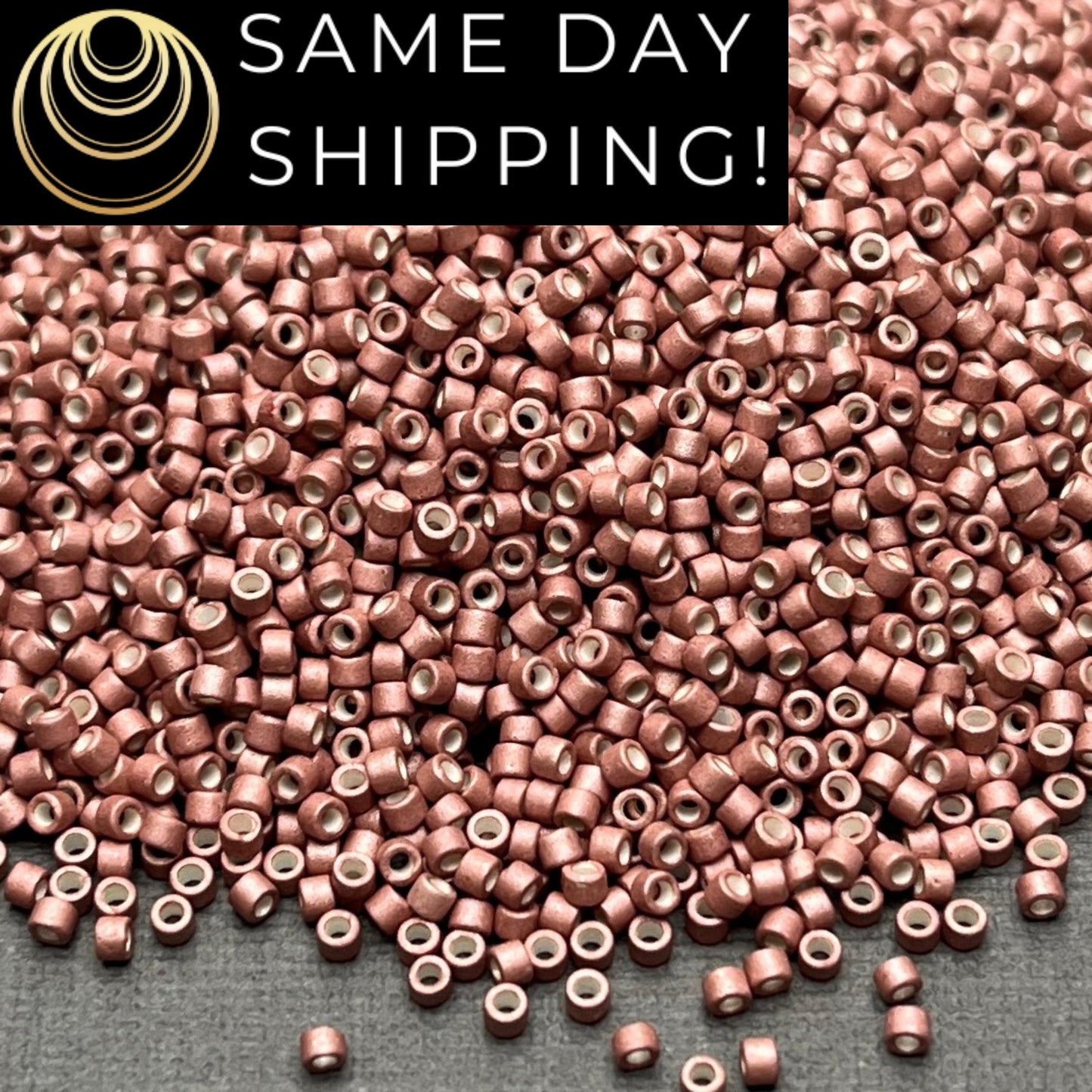 DB1166 (1 gram-20 grams) Miyuki Size 11/0 Delica Beads Galvanized Matte Pink Blush-Free Container! Same Day Shipping!