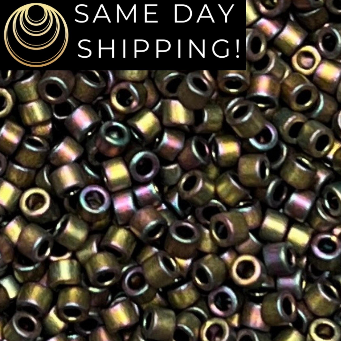 DB1055 (1 gram-20 grams) Miyuki Size 11/0 Delica Beads Metallic Gray Dusk Gold Iris-Free Container! Same Day Shipping!
