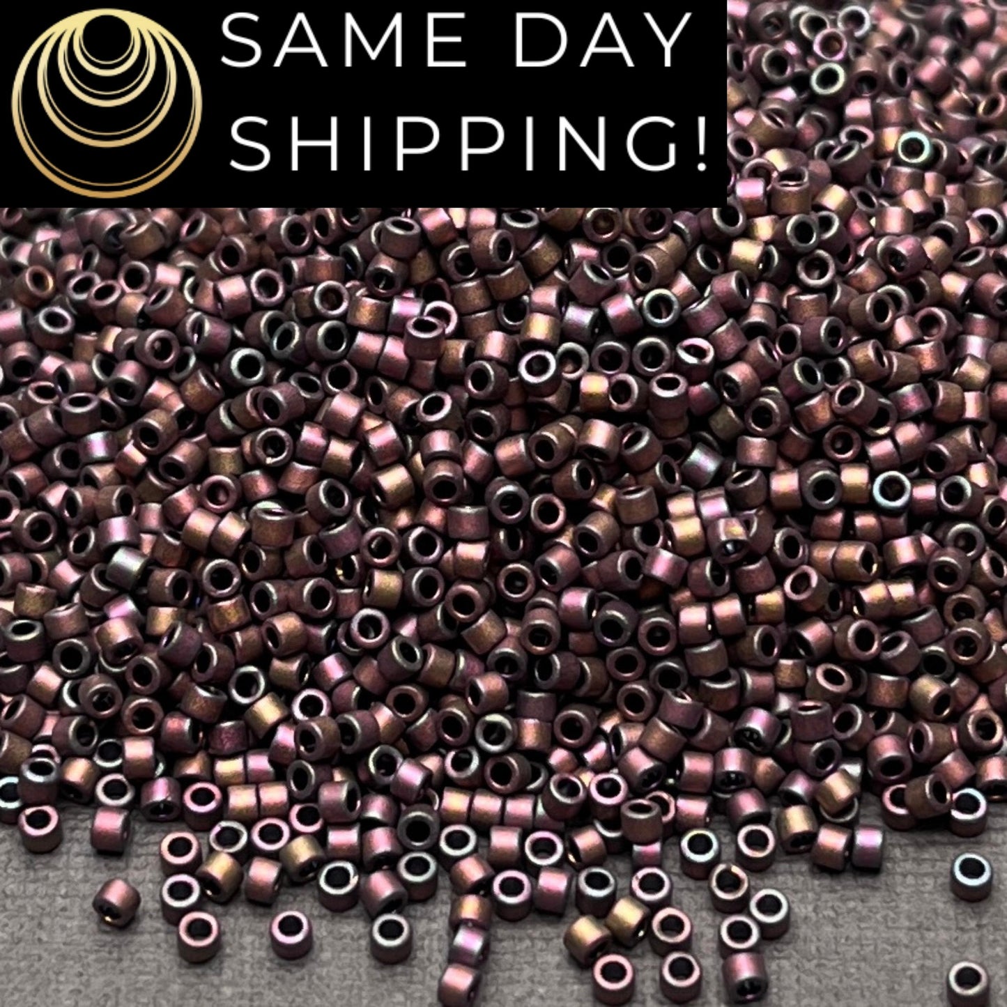 DB1056 (1 gram-20 grams) Miyuki Size 11/0 Delica Beads Metallic Taupe Gold Iris-Free Container! Same Day Shipping!