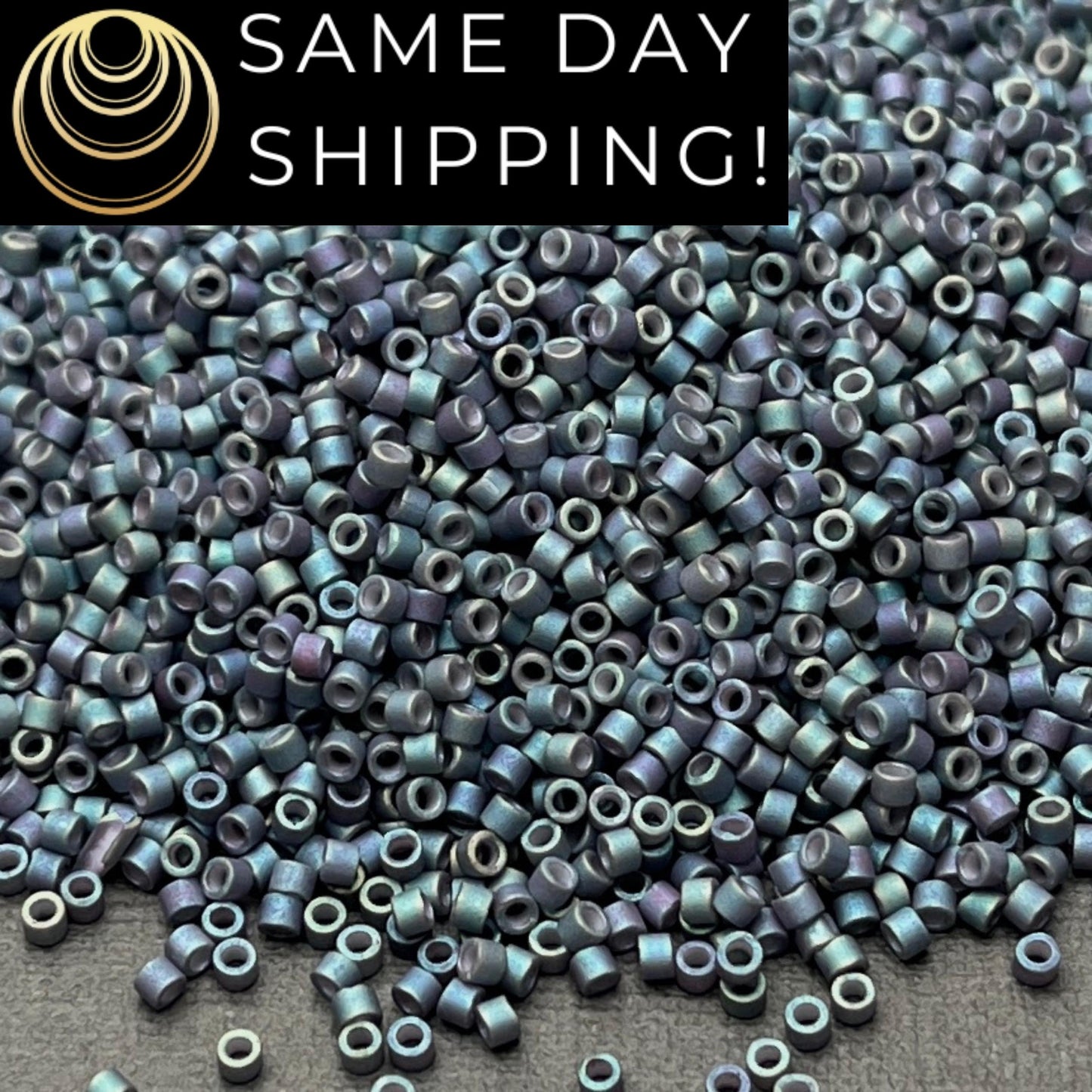 DB1063 (1 gram-20 grams) Miyuki Size 11/0 Delica Beads Metallic Blue Slate Gold Iris-Free Container! Same Day Shipping!