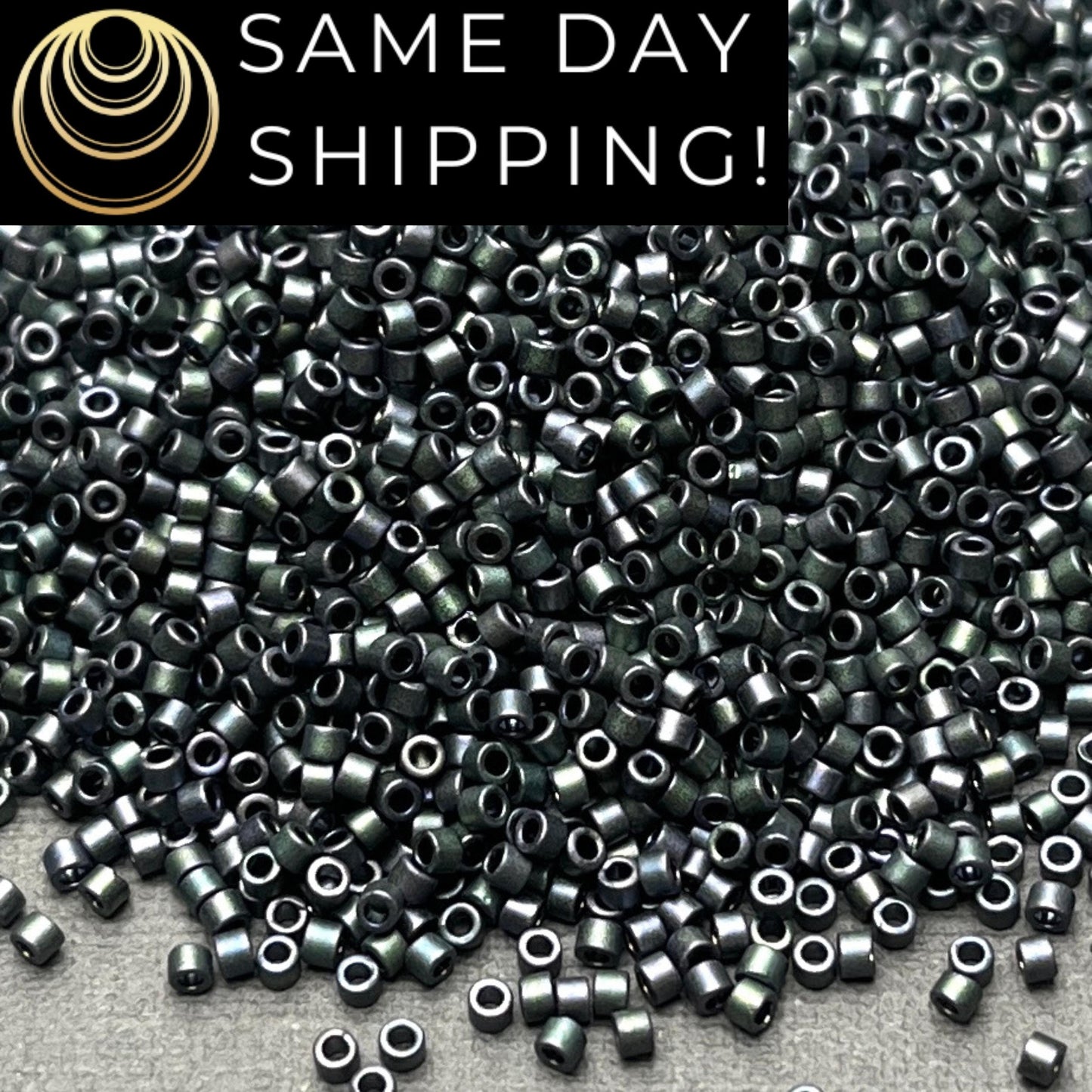 DB1053 (1 gram-20 grams) Miyuki Size 11/0 Delica Beads Metallic Plum Emerald Gold Iris-Free Container! Same Day Shipping!