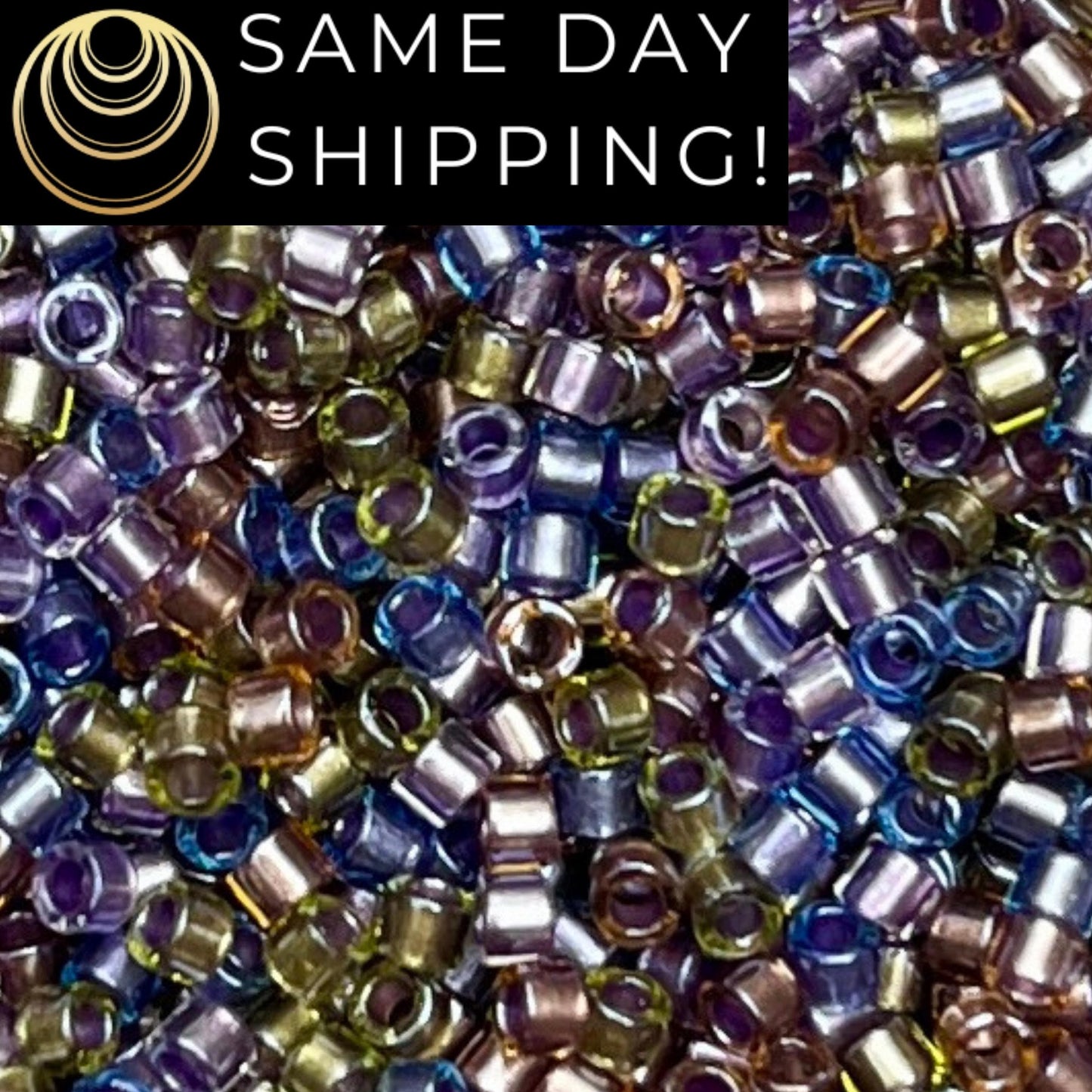 DB986 (1 gram-20 grams) Miyuki Size 11/0 Delica Beads Sparkling Lined Majestic Mix-Free Container! Same Day Shipping! Purple Blue Gold