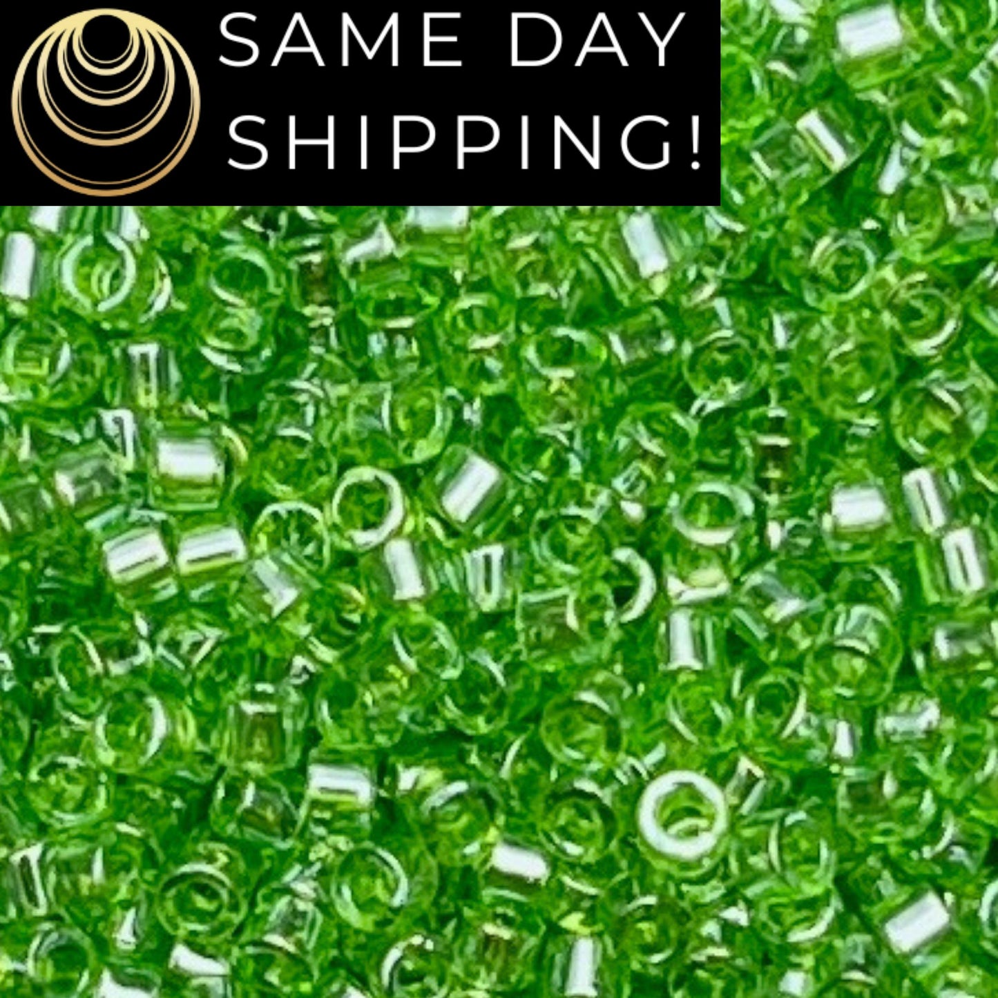 DB1226 (1 gram-20 grams) Miyuki Size 11/0 Delica Beads Transparent Lime Luster-Free Container! Same Day Shipping!