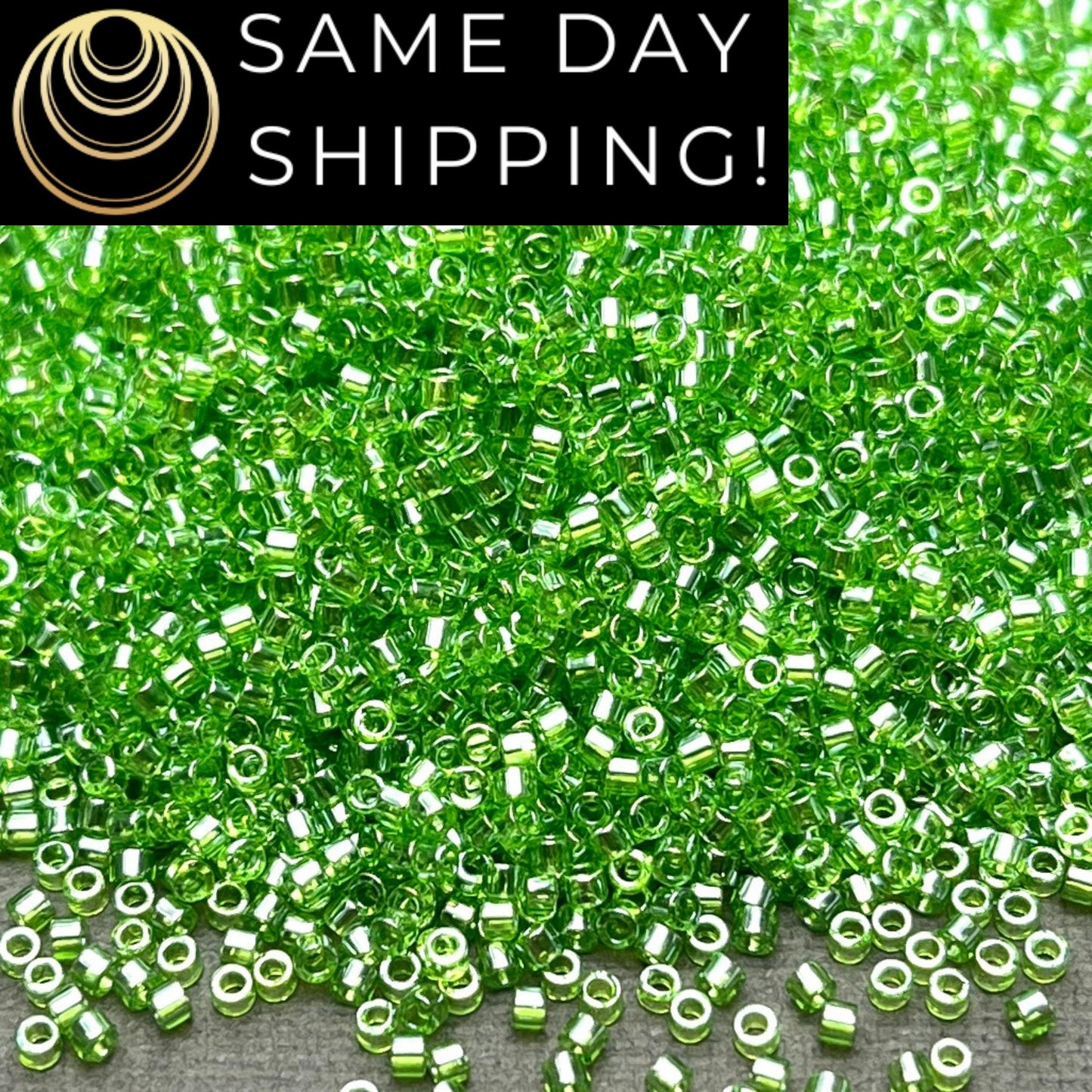 DB1226 (1 gram-20 grams) Miyuki Size 11/0 Delica Beads Transparent Lime Luster-Free Container! Same Day Shipping!