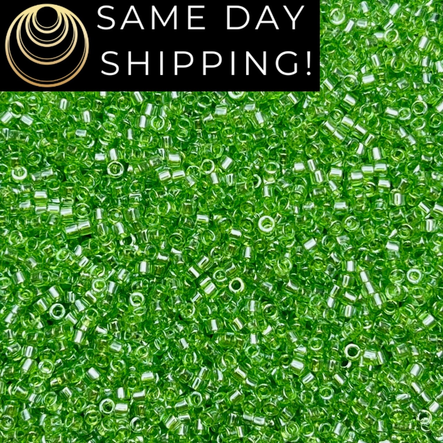 DB1226 (1 gram-20 grams) Miyuki Size 11/0 Delica Beads Transparent Lime Luster-Free Container! Same Day Shipping!