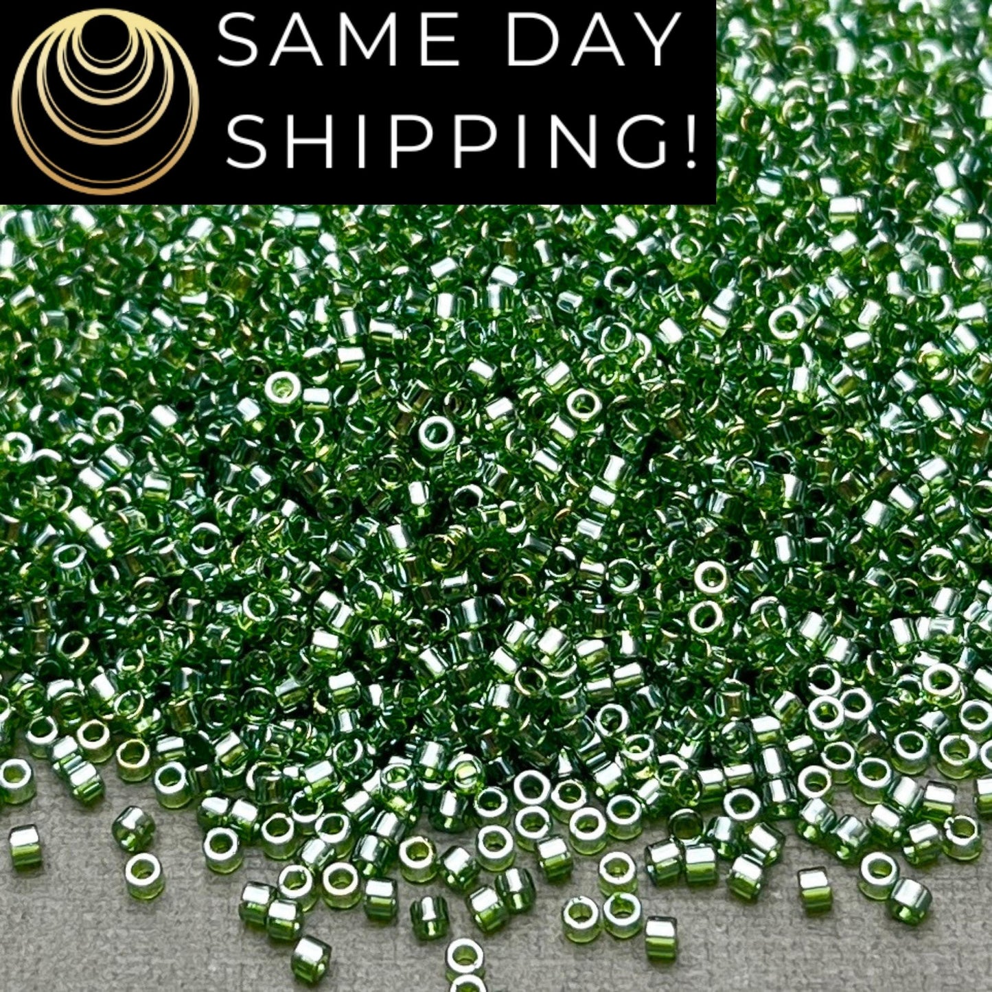 DB1227 (1 gram-20 grams) Miyuki Size 11/0 Delica Beads Transparent Olive Luster-Free Container! Same Day Shipping!