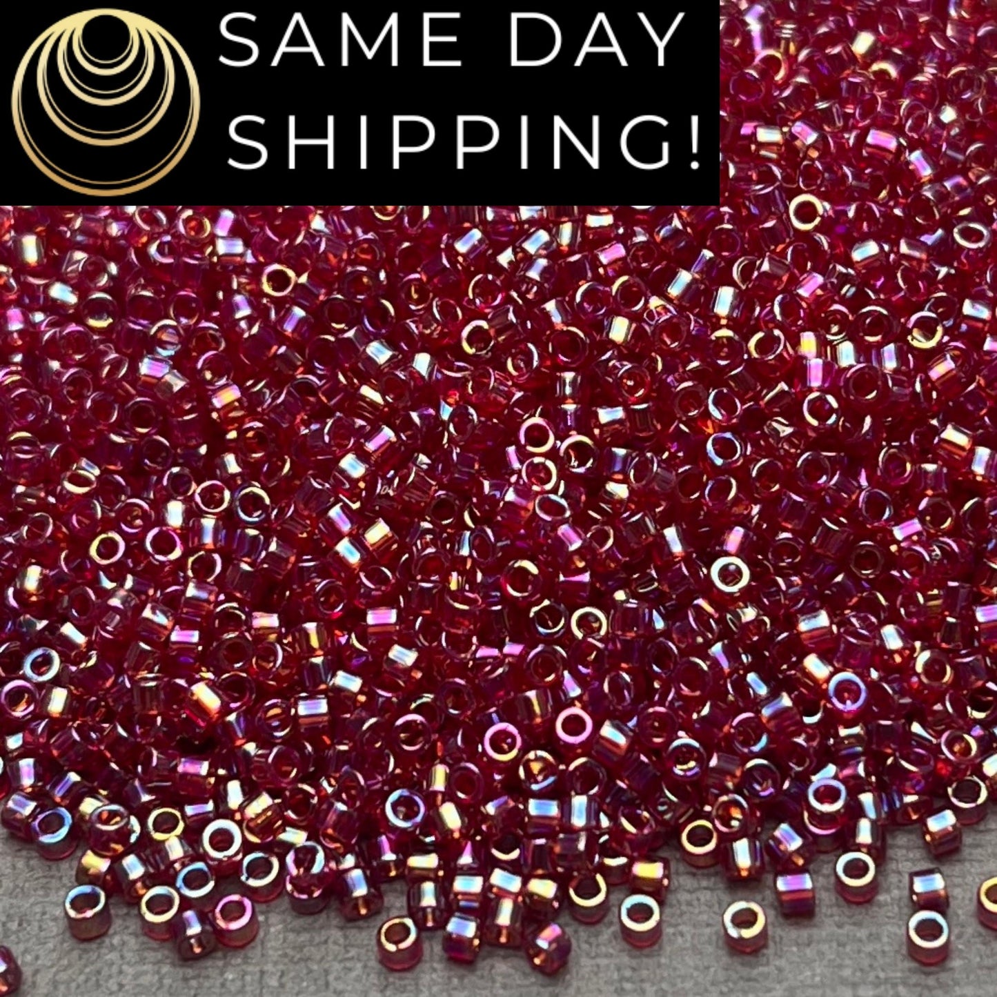 DB1242 (1 gram-20 grams) Miyuki Size 11/0 Delica Beads Transparent Dark Cranberry AB-Free Container! Same Day Shipping!