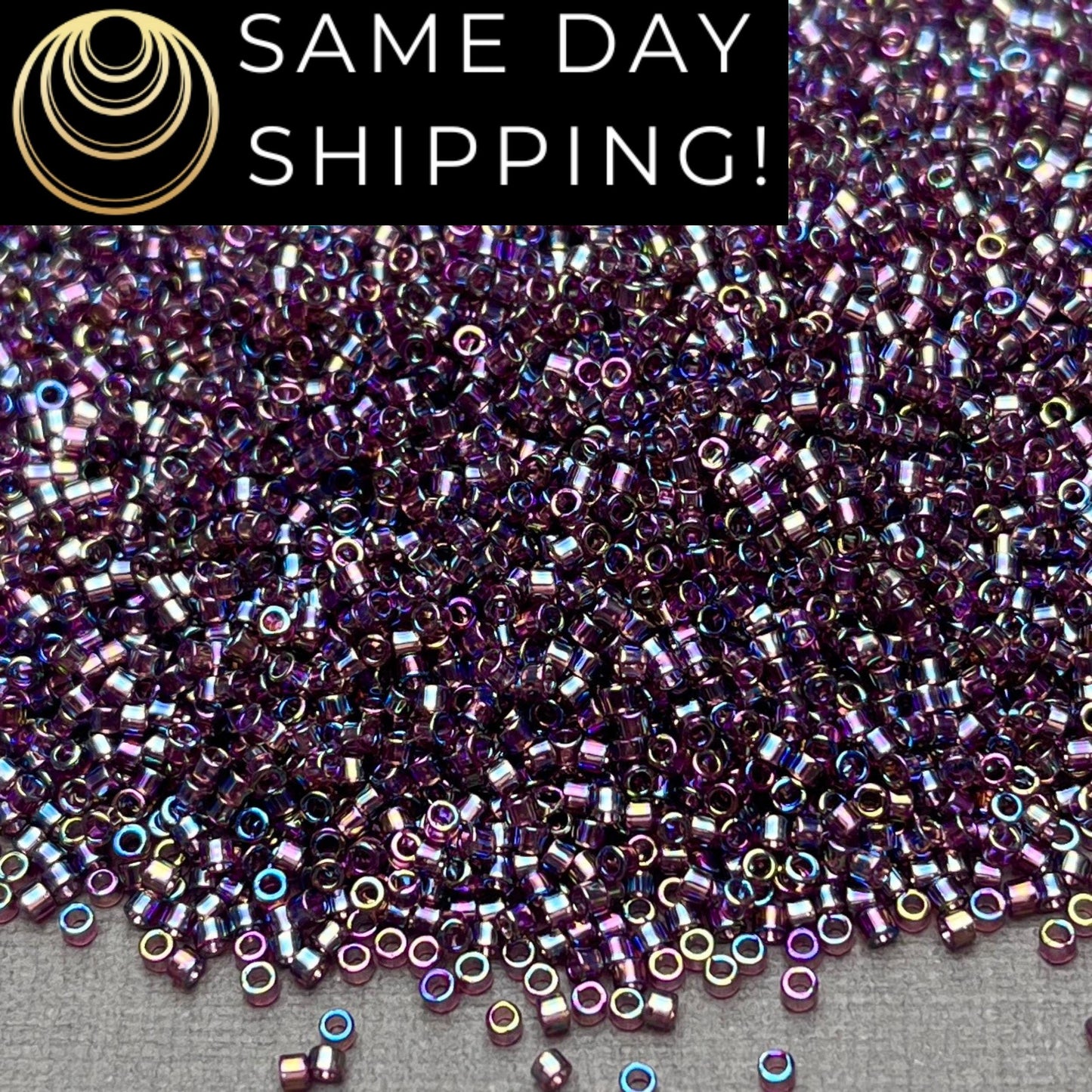 DB1244 (1 gram-20 grams) Miyuki Size 11/0 Delica Beads Transparent Mauve AB-Free Container! Same Day Shipping!
