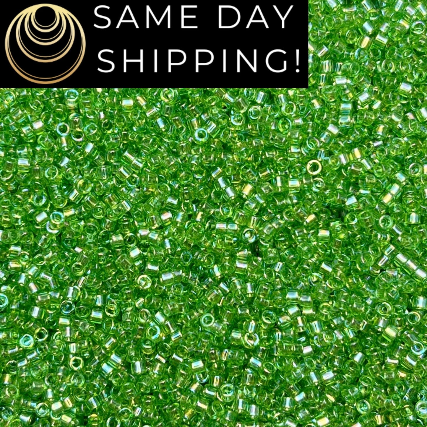 DB1246 (1 gram-20 grams) Miyuki Size 11/0 Delica Beads Transparent Lime AB-Free Container! Same Day Shipping!