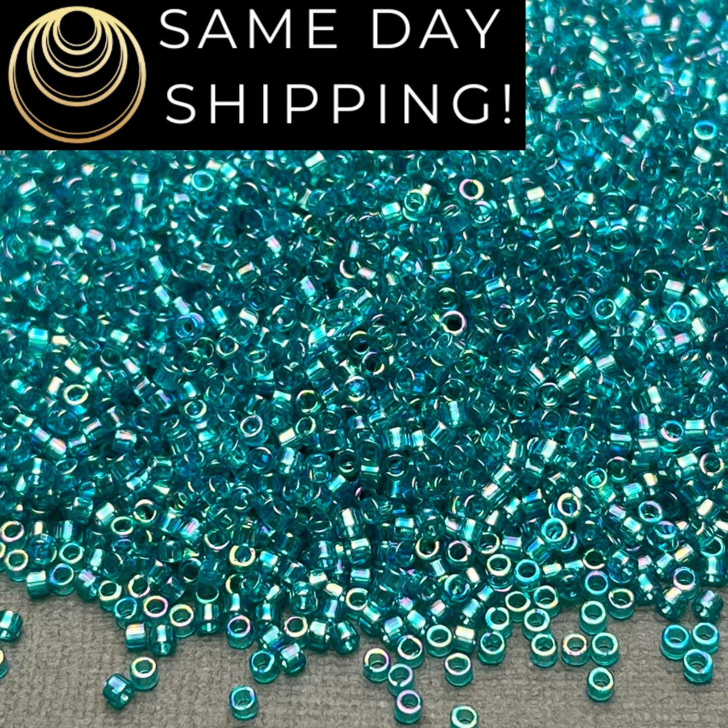 DB1248 (1 gram-20 grams) Miyuki Size 11/0 Delica Beads Transparent Caribbean Teal AB-Free Container! Same Day Shipping!