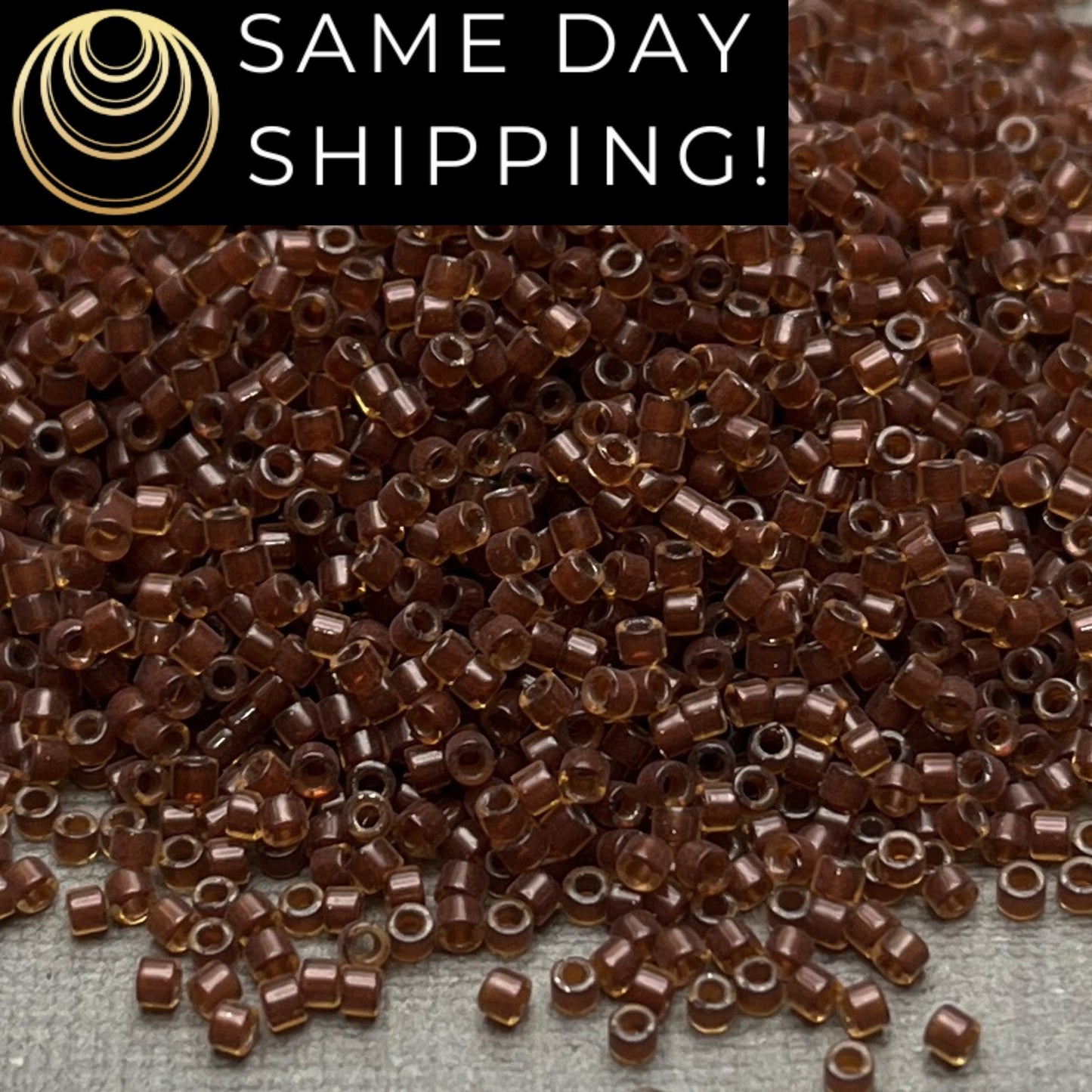 DB1393 (1 gram-20 grams) Miyuki Size 11/0 Delica Beads Dark Topaz Lined Luster-Free Container! Same Day Shipping!
