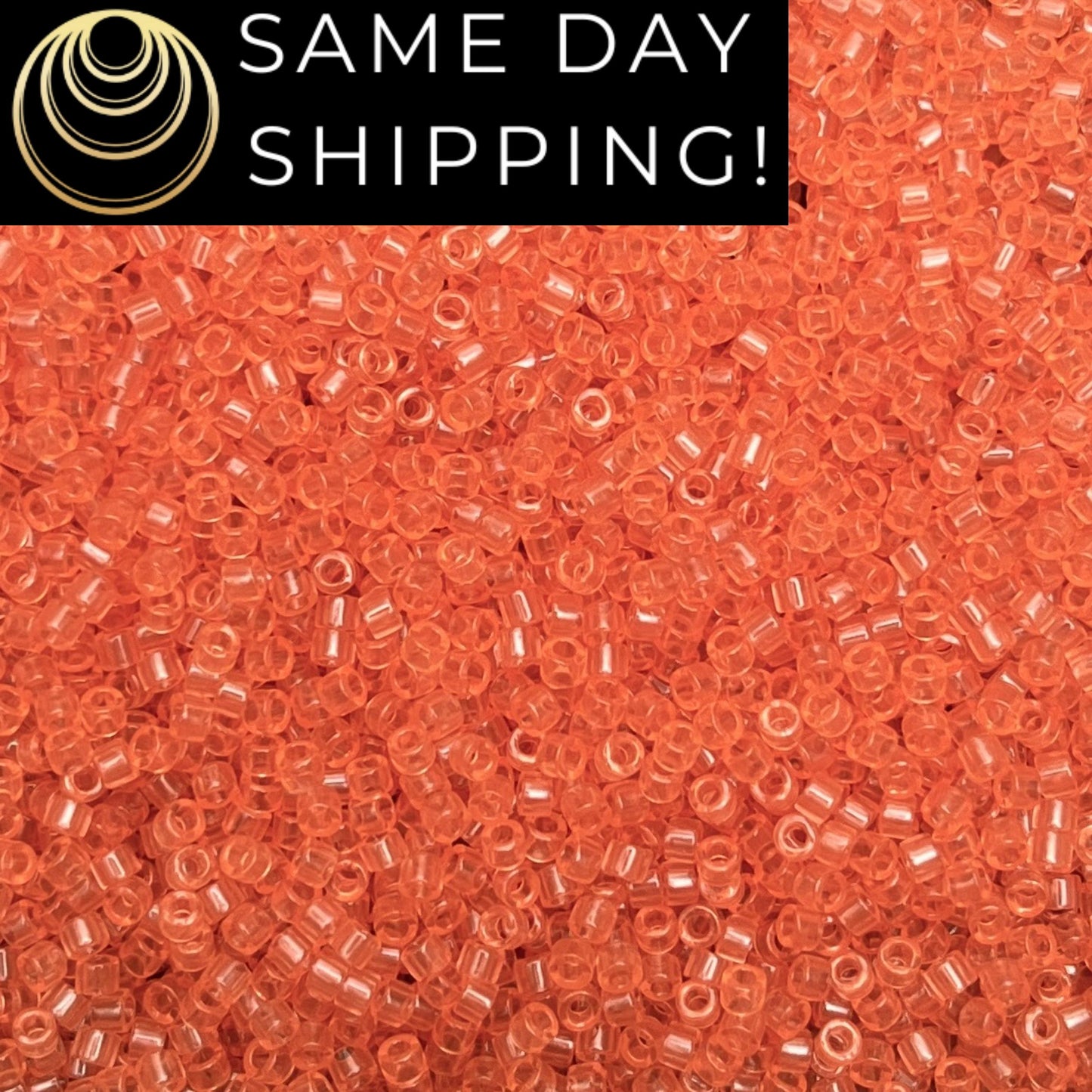 DB1411 (1 gram-20 grams) Miyuki Size 11/0 Delica Beads Transparent Peach-Free Container! Same Day Shipping!