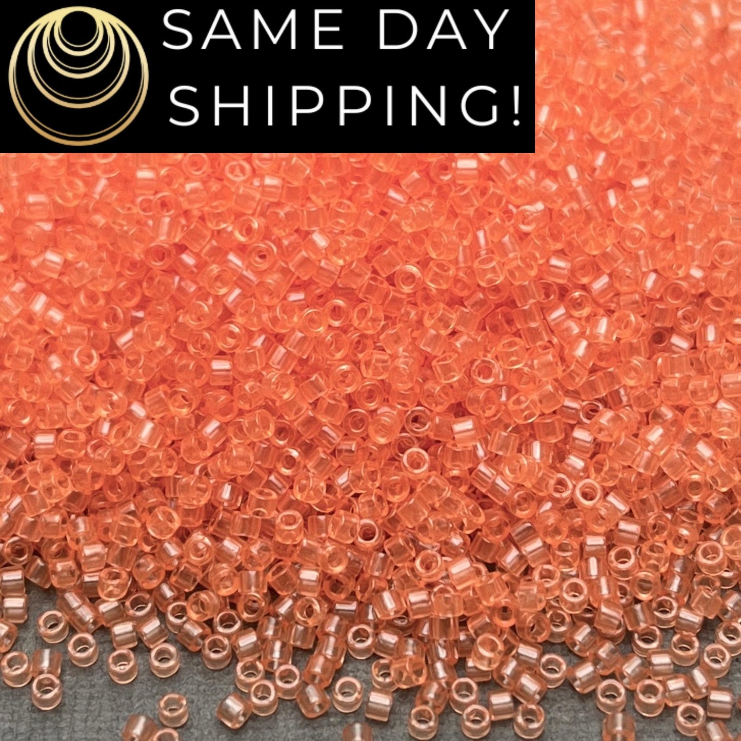 DB1411 (1 gram-20 grams) Miyuki Size 11/0 Delica Beads Transparent Peach-Free Container! Same Day Shipping!