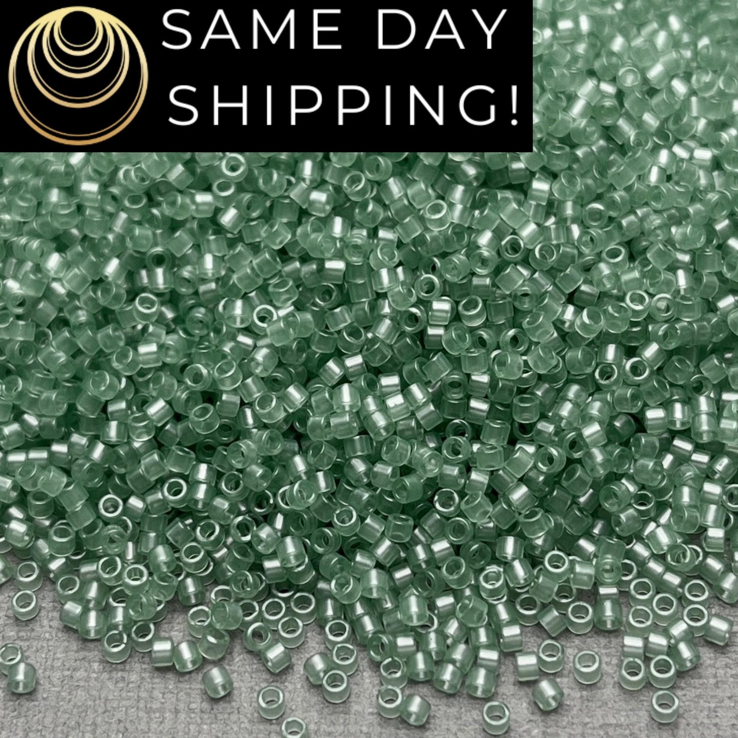 DB1415 (1 gram-20 grams) Miyuki Size 11/0 Delica Beads Transparent Dusky Moss Green-Free Container! Same Day Shipping!