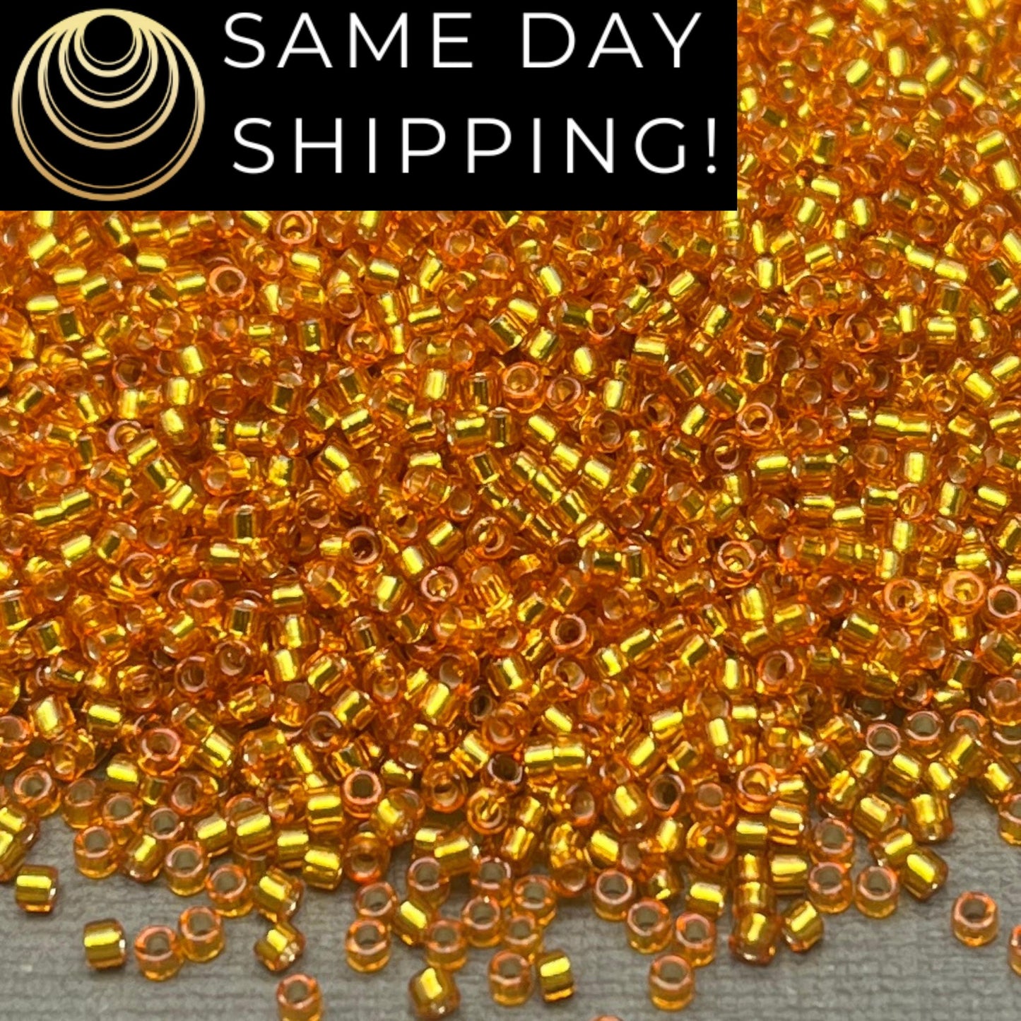 DB2157 (1 gram-20 grams) Miyuki Size 11/0 Delica Beads Duracoat Silver Lined Dyed Yellow Gold-Free Container! Same Day Shipping!