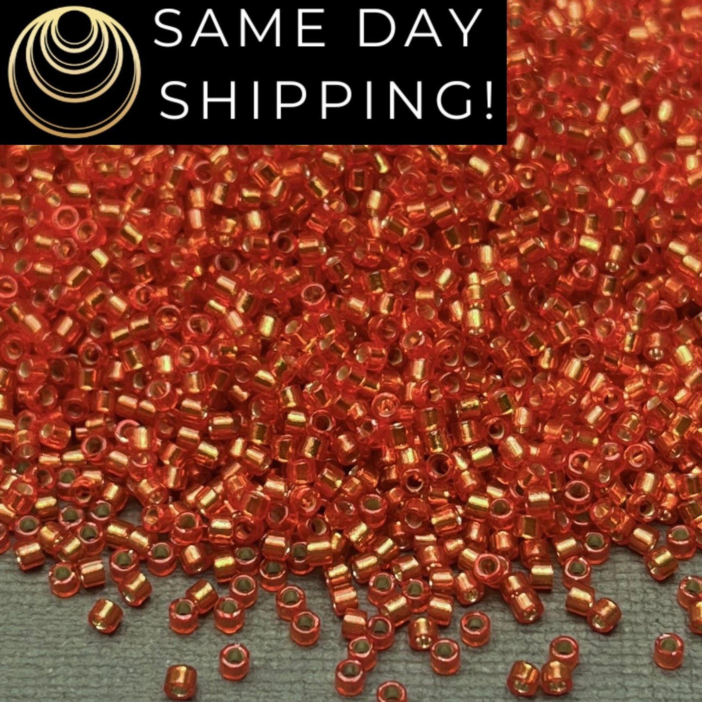 DB2158 (1 gram-20 grams) Miyuki Size 11/0 Delica Beads Duracoat Silver Lined Dyed Clementine-Free Container! Same Day Shipping!