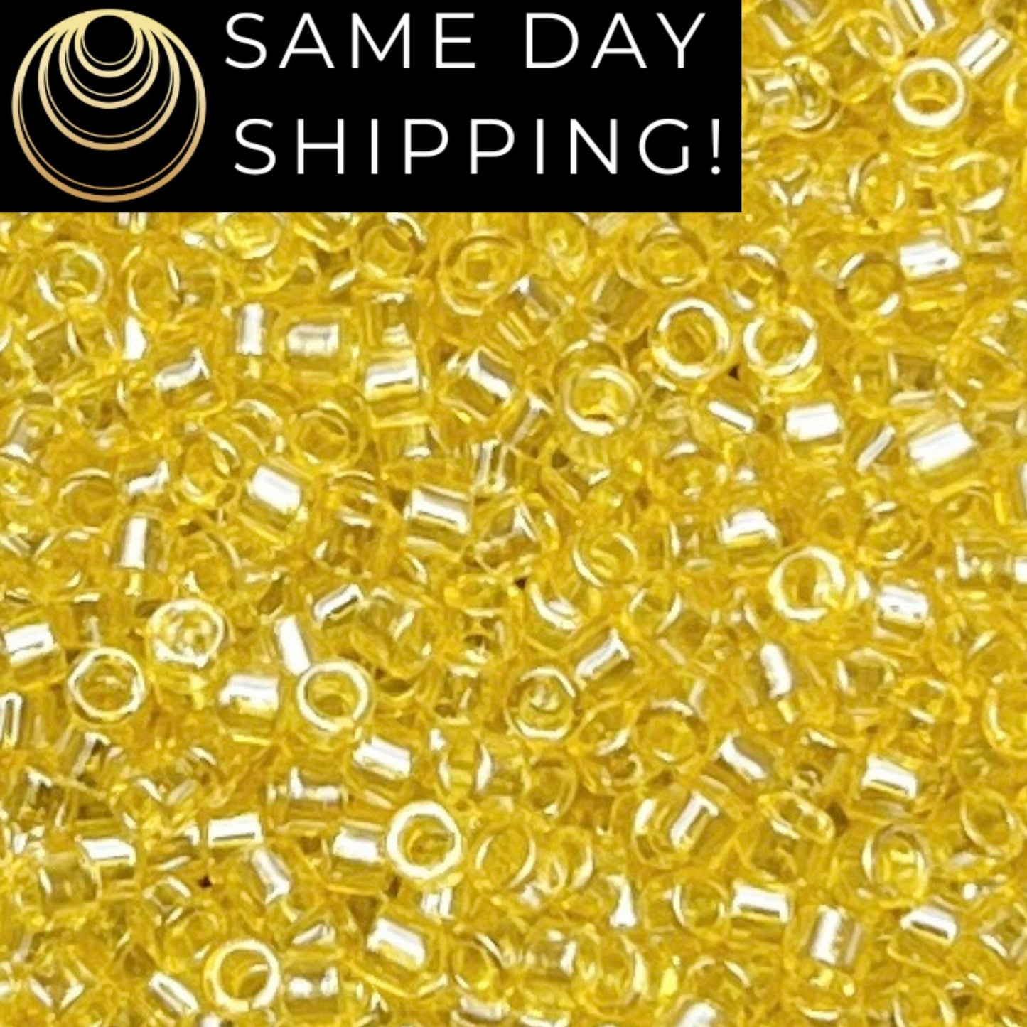 DB1886 (1 gram-20 grams) Miyuki Size 11/0 Delica Beads Transparent Yellow Luster-Free Container! Same Day Shipping!