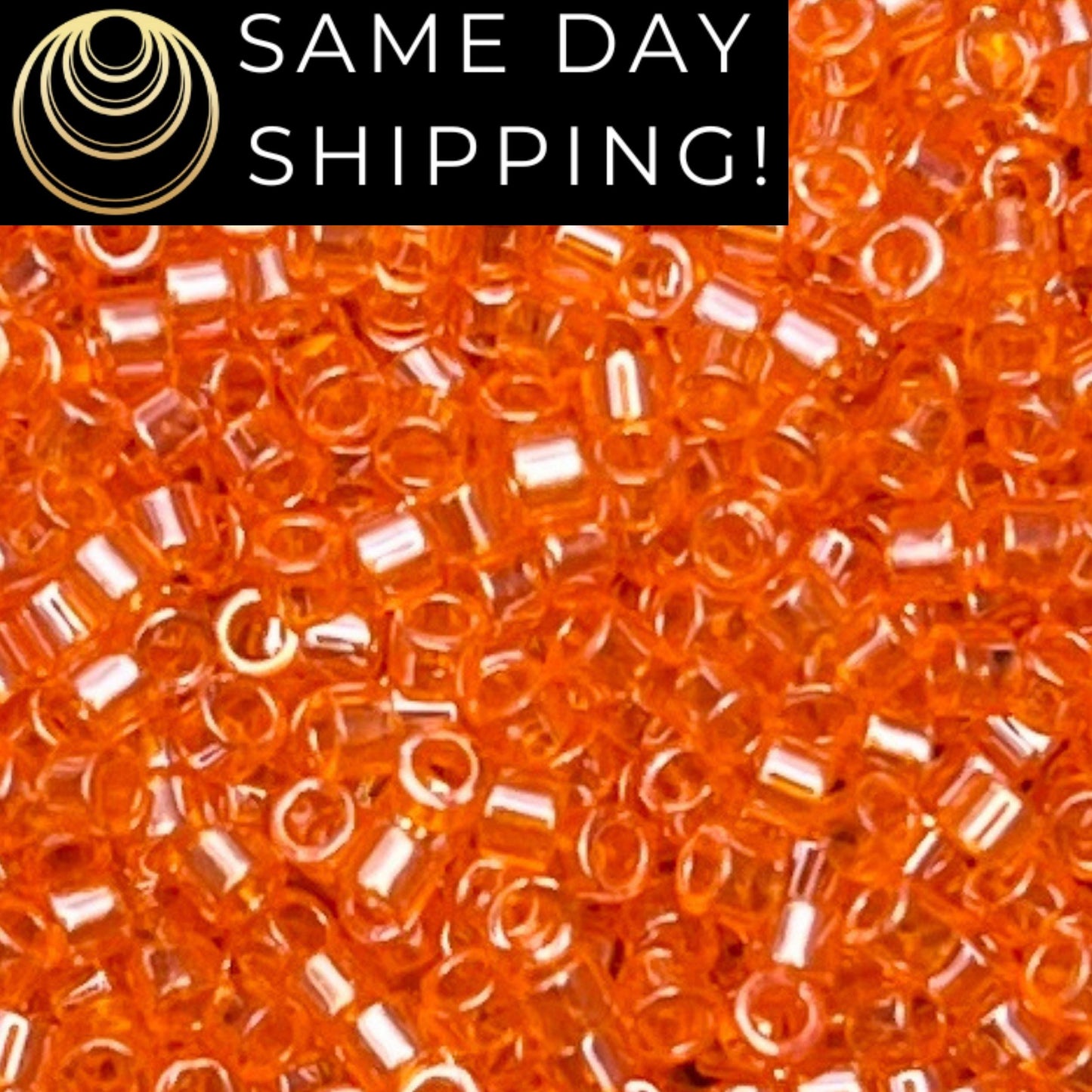 DB1887 (1 gram-20 grams) Miyuki Size 11/0 Delica Beads Transparent Orange Luster-Free Container! Same Day Shipping!