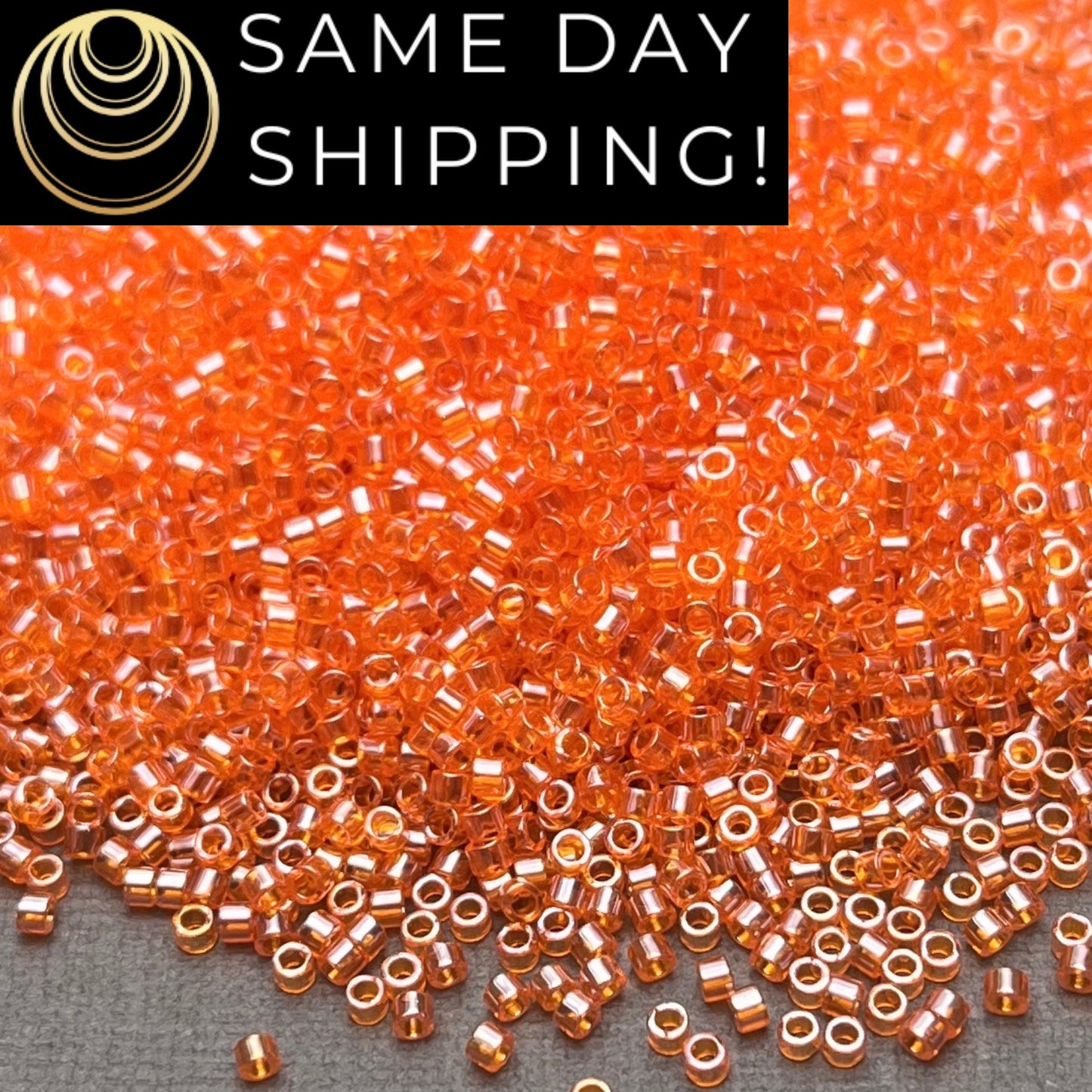 DB1887 (1 gram-20 grams) Miyuki Size 11/0 Delica Beads Transparent Orange Luster-Free Container! Same Day Shipping!