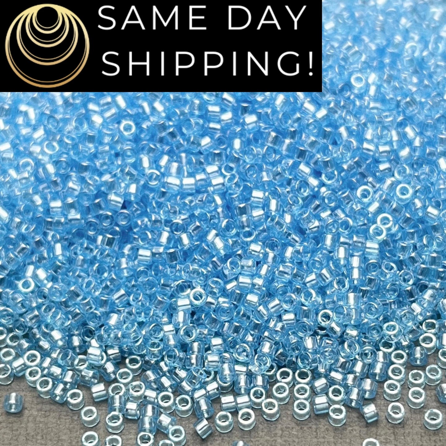 DB1890 (1 gram-20 grams) Miyuki Size 11/0 Delica Beads Transparent Sky Blue Luster-Free Container! Same Day Shipping!