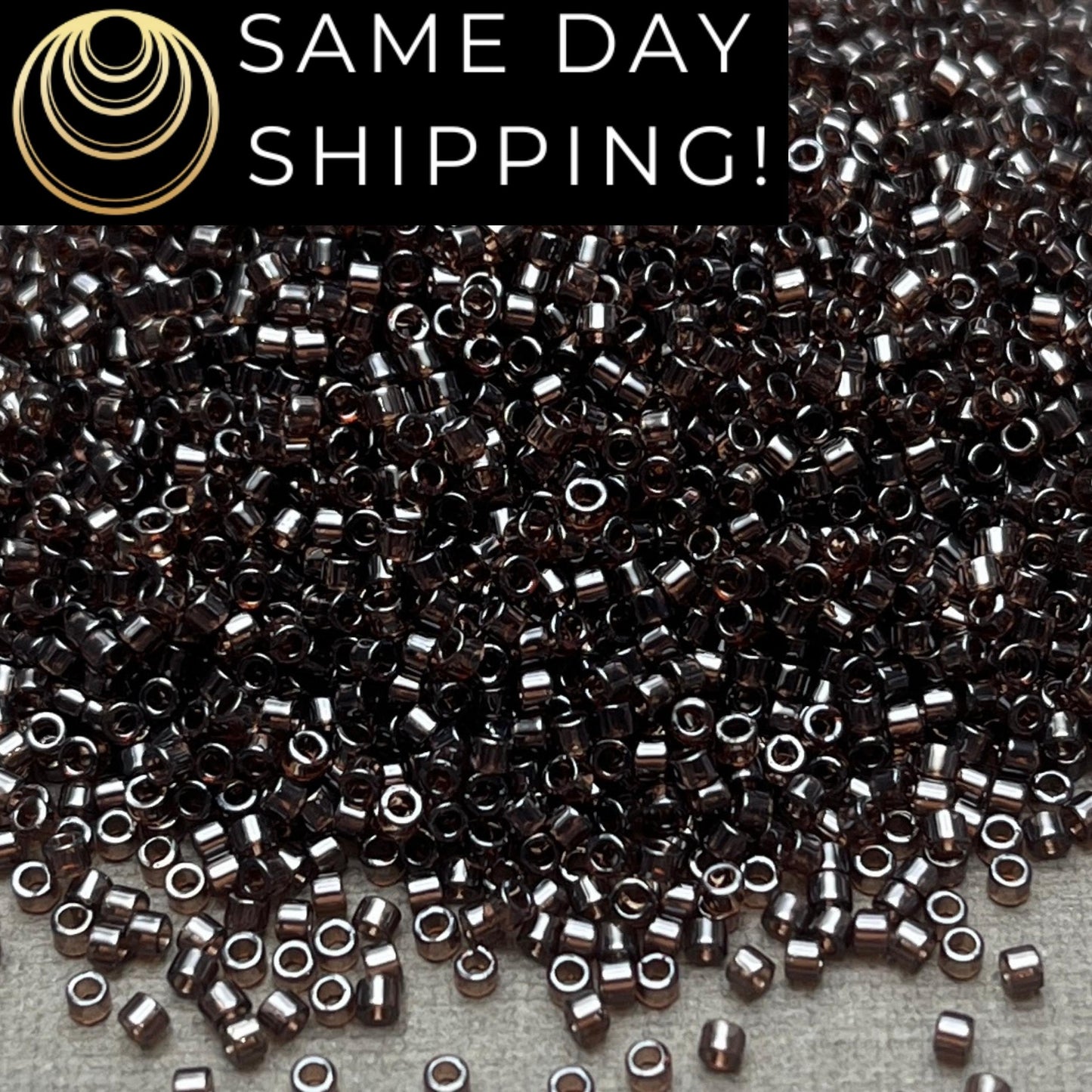 DB1892 (1 gram-20 grams) Miyuki Size 11/0 Delica Beads Transparent Sable Brown Luster-Free Container! Same Day Shipping!