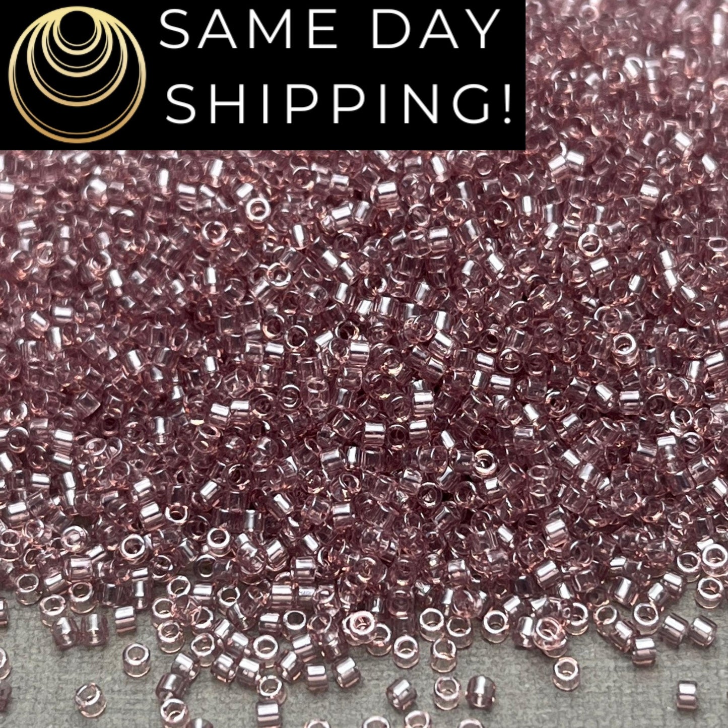DB1893 (1 gram-20 grams) Miyuki Size 11/0 Delica Beads Transparent Smoky Amethyst Luster-Free Container! Same Day Shipping!