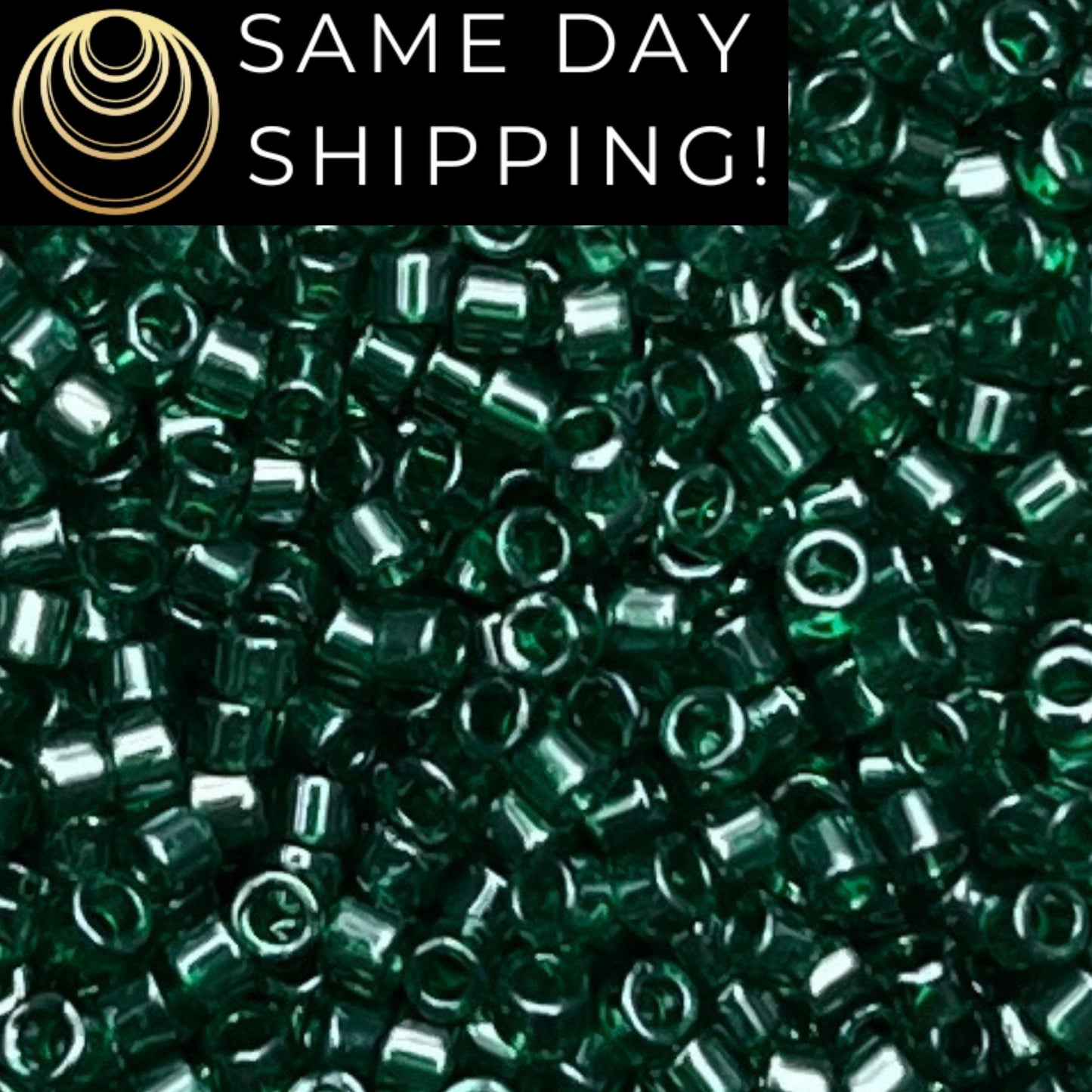 DB1894 (1 gram-20 grams) Miyuki Size 11/0 Delica Beads Transparent Emerald Luster-Free Container! Same Day Shipping!