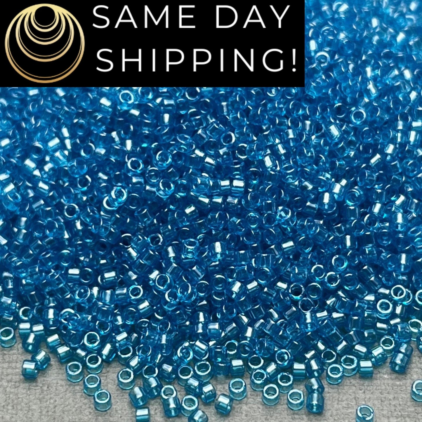 DB1895 (1 gram-20 grams) Miyuki Size 11/0 Delica Beads Transparent Capri Blue Luster-Free Container! Same Day Shipping!