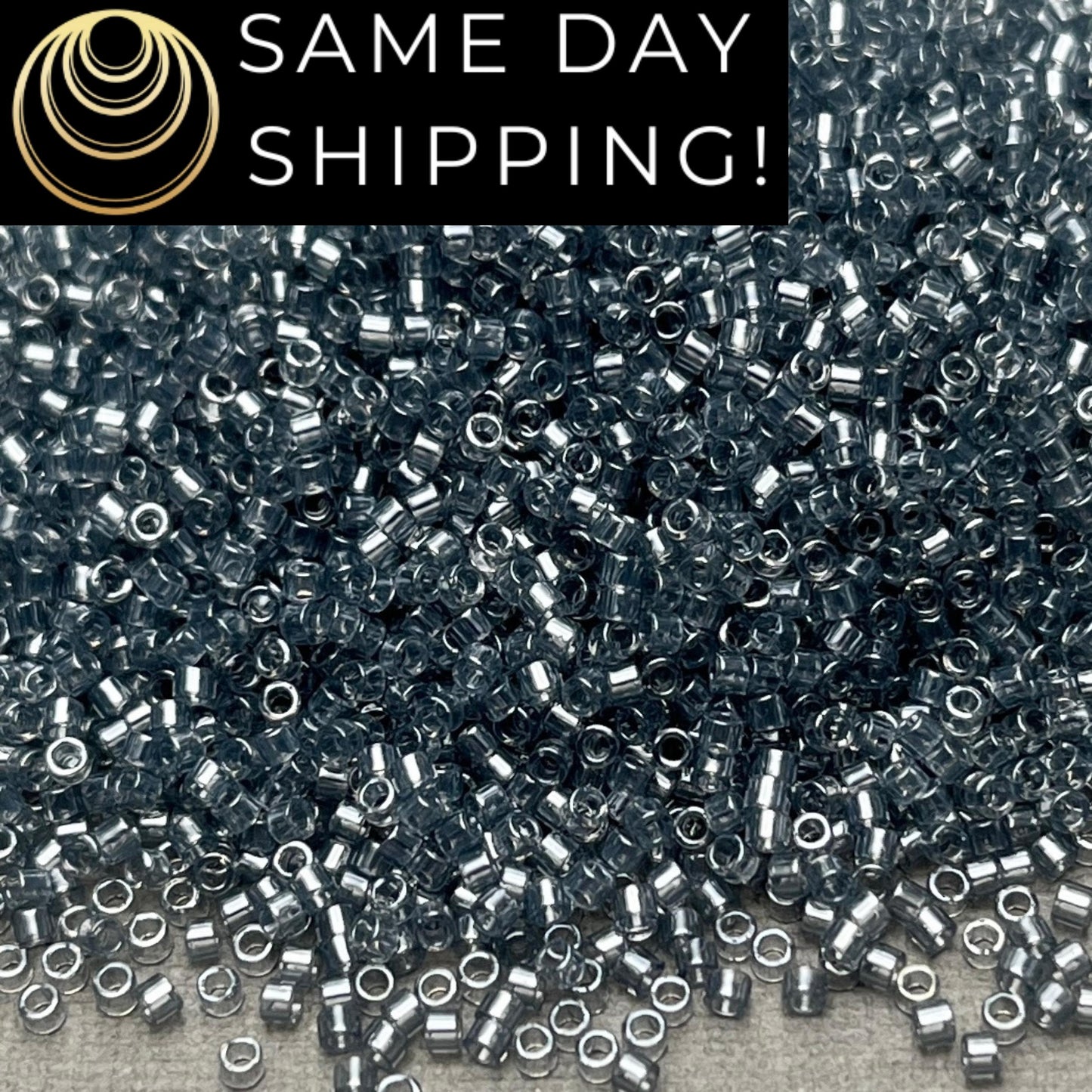 DB1897 (1 gram-20 grams) Miyuki Size 11/0 Delica Beads Transparent Gray Luster-Free Container! Same Day Shipping!