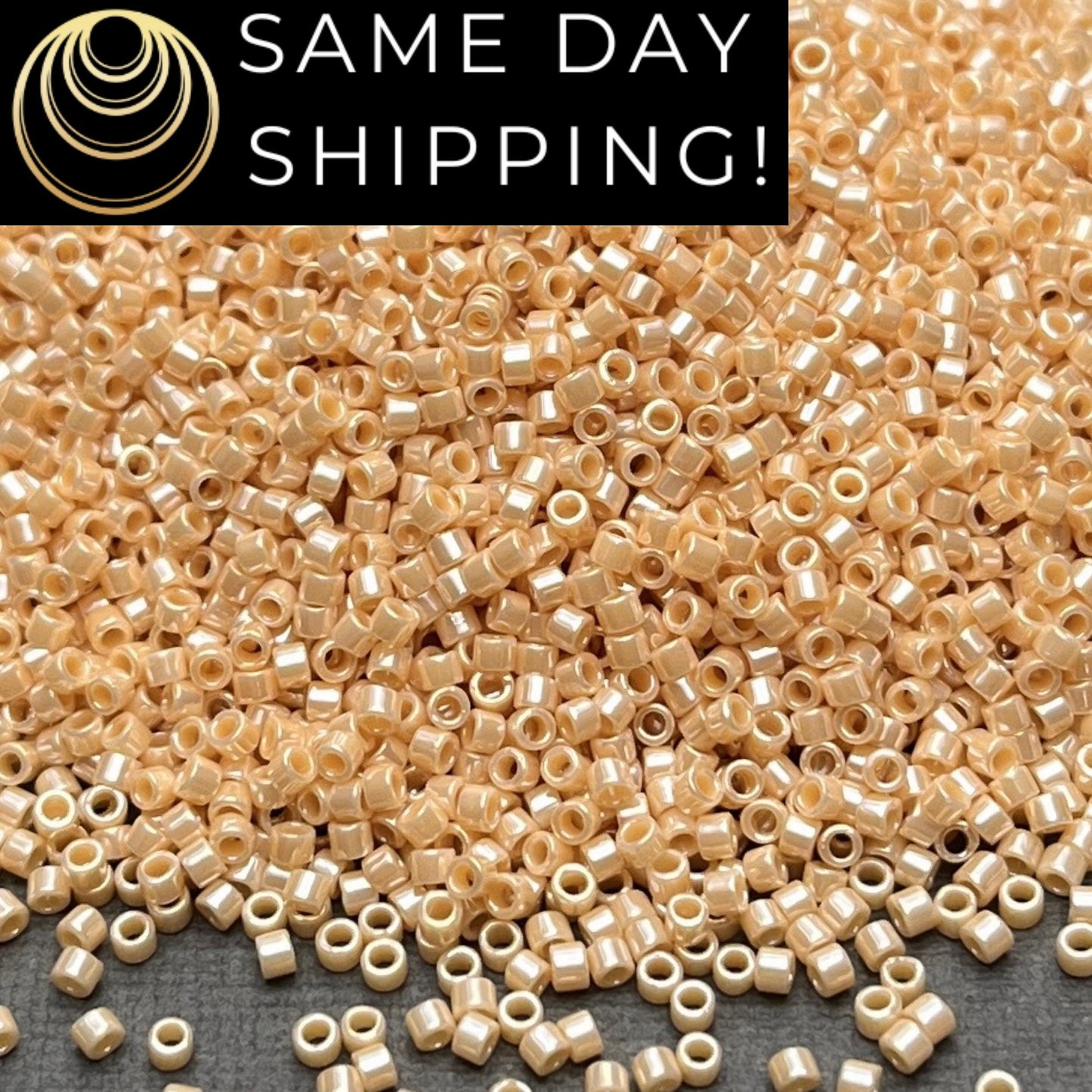 DB1561 (1 gram-20 grams) Miyuki Size 11/0 Delica Beads Opaque Pear Luster-Free Container! Same Day Shipping!