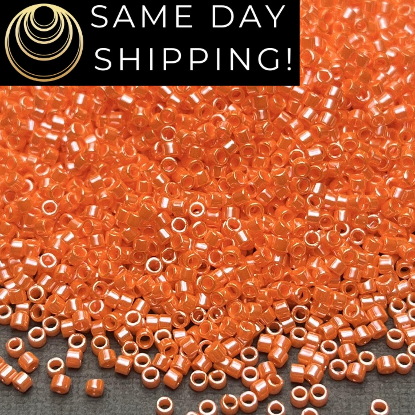 DB1563 (1 gram-20 grams) Miyuki Size 11/0 Delica Beads Opaque Mandarin Luster-Free Container! Same Day Shipping!