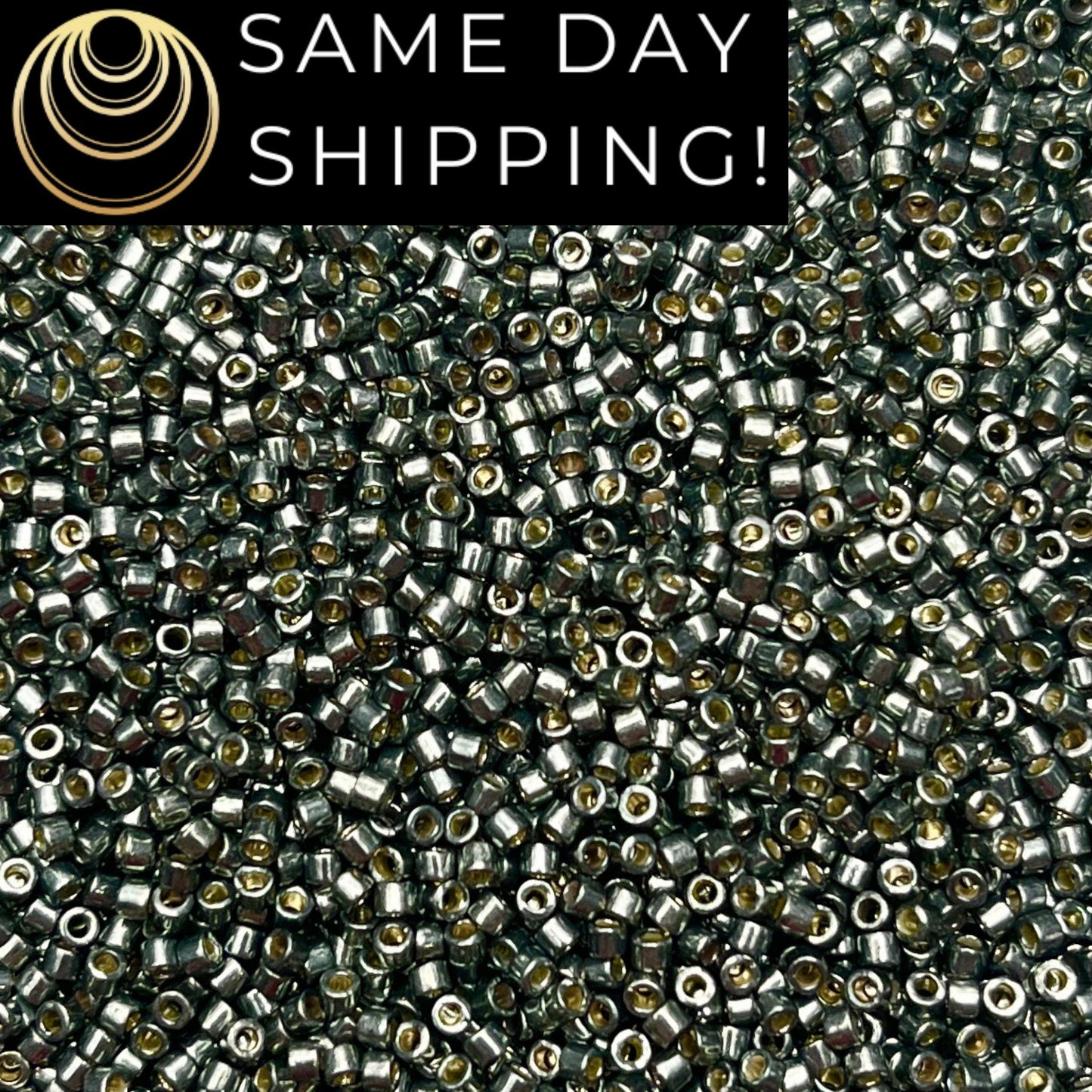DB2512 (1 gram-20 grams) Miyuki Size 11/0 Delica Beads Duracoat Galvanized Dark Steel Green-Free Container! Same Day Shipping!