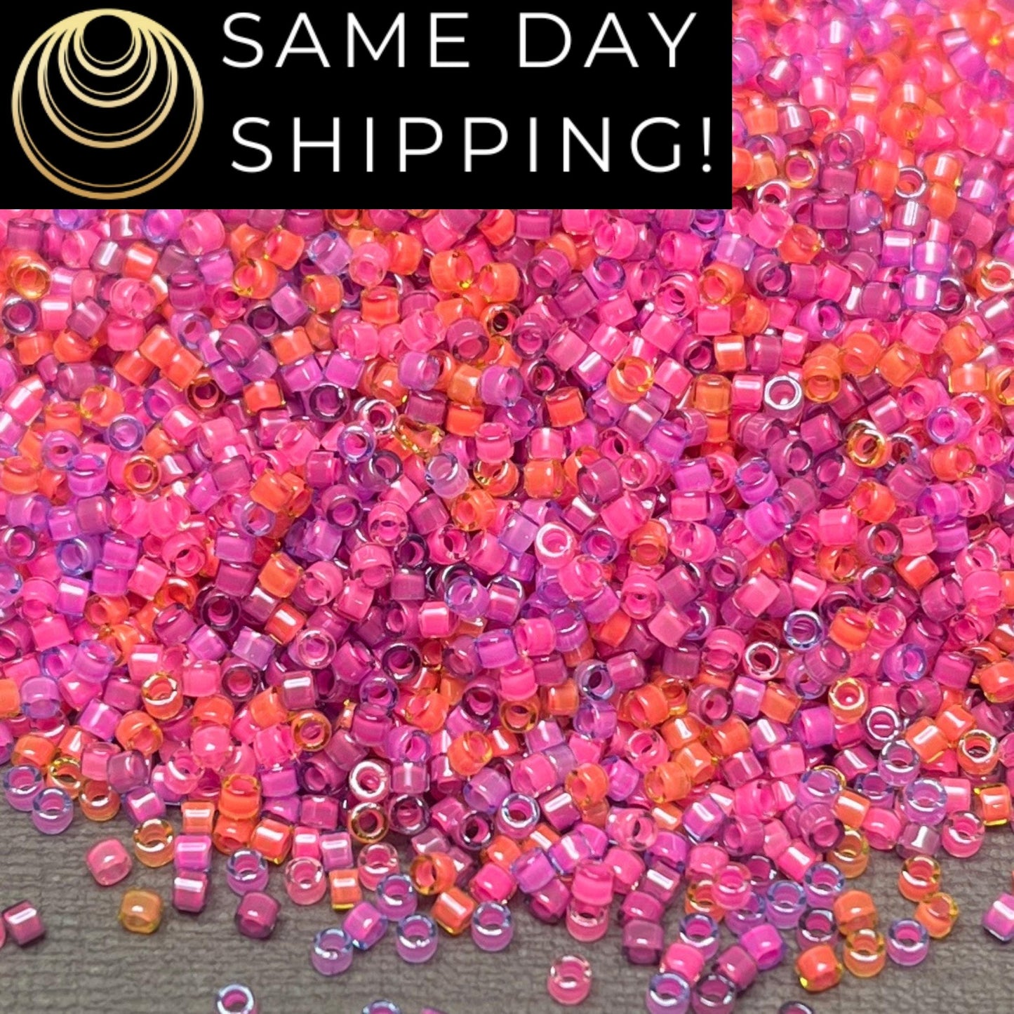 DB2064 (1 gram-20 grams) Miyuki Size 11/0 Delica Beads Luminous Pink Mix-Free Container! Same Day Shipping!