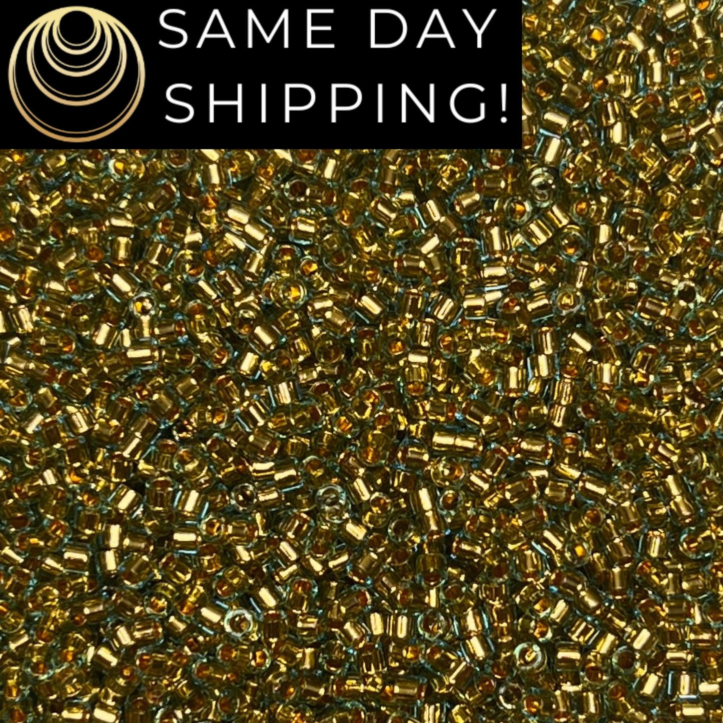 DB2522 (1 gram-20 grams) Miyuki Size 11/0 Delica Beads 24kt Gold Lined Golden Olive-Free Container! Same Day Shipping!