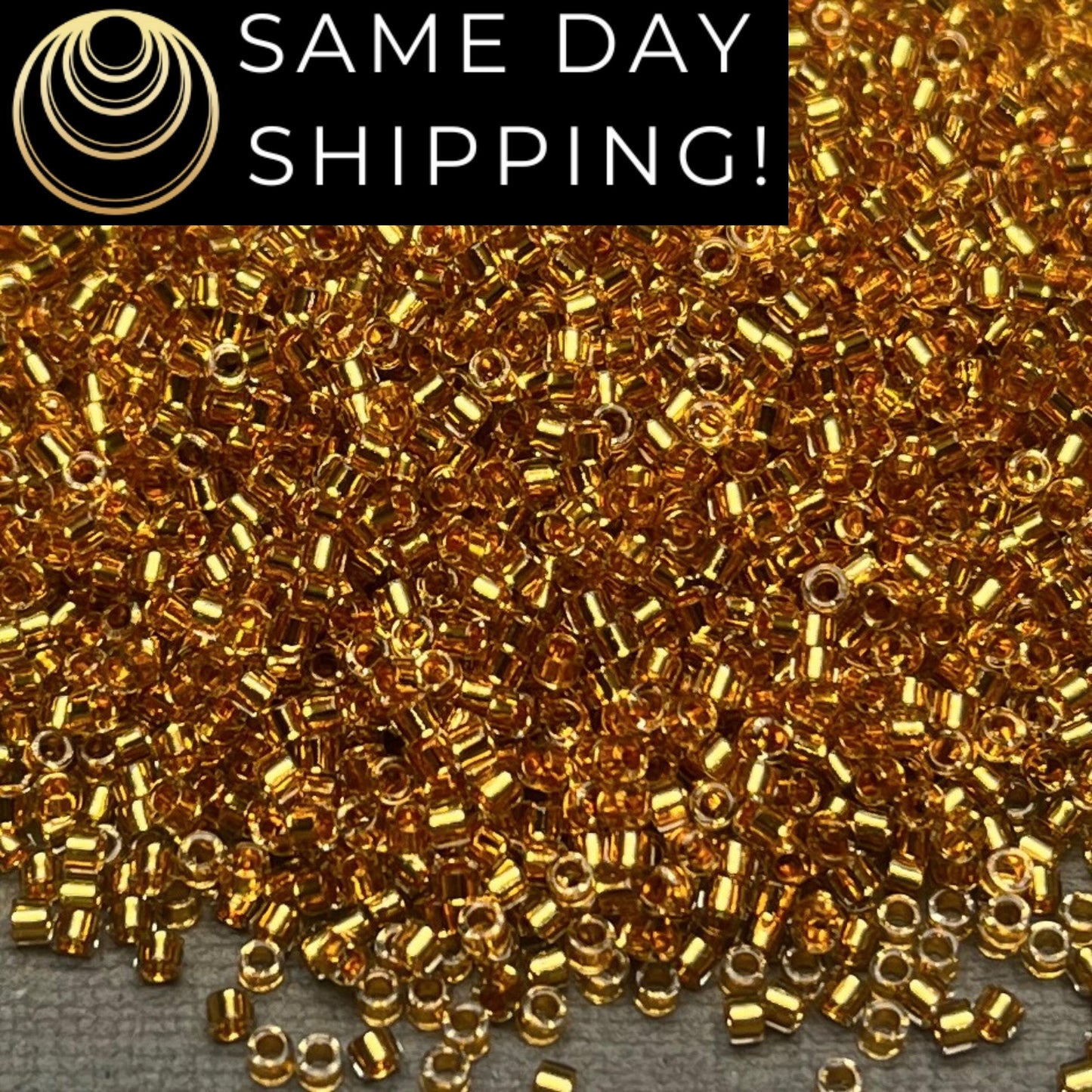 DB2525 (1 gram-20 grams) Miyuki Size 11/0 Delica Beads 24kt Gold Lined Deep Gold-Free Container! Same Day Shipping!