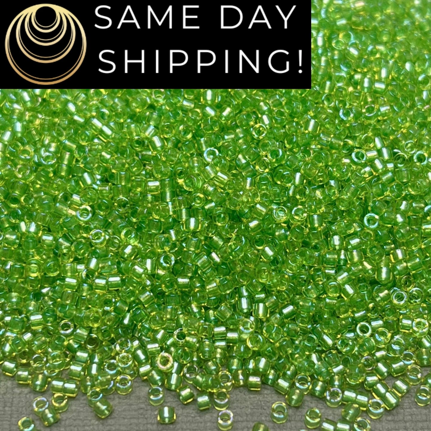 DB2376 (1 gram-20 grams) Miyuki Size 11/0 Delica Beads Inside Dyed Chartreuse-Free Container! Same Day Shipping!