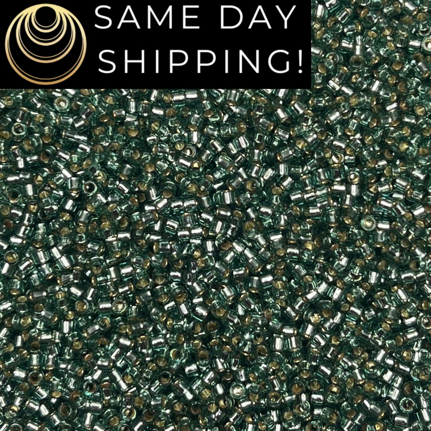 DB2165 (1 gram-20 grams) Miyuki Size 11/0 Delica Beads Duracoat Silver Lined Dyed Dark Sea Foam-Free Container! Same Day Shipping!