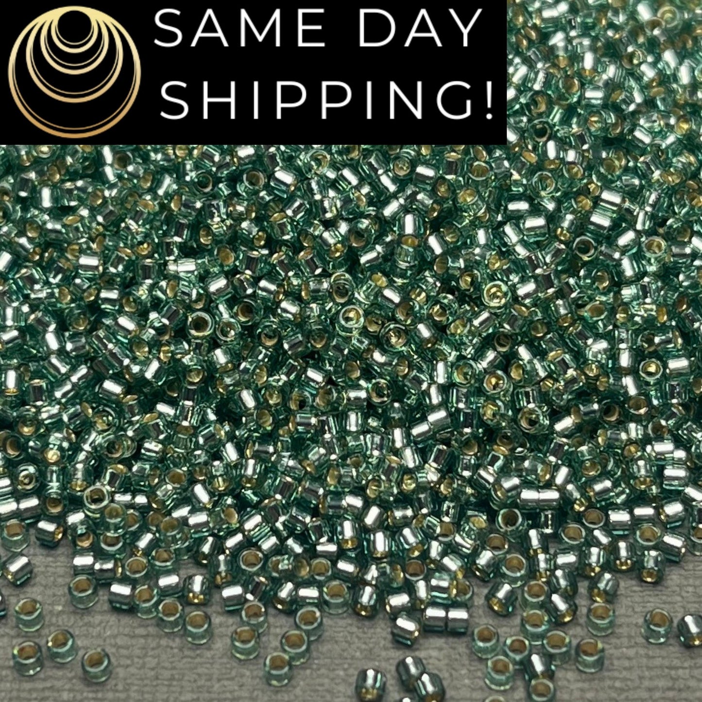 DB2165 (1 gram-20 grams) Miyuki Size 11/0 Delica Beads Duracoat Silver Lined Dyed Dark Sea Foam-Free Container! Same Day Shipping!