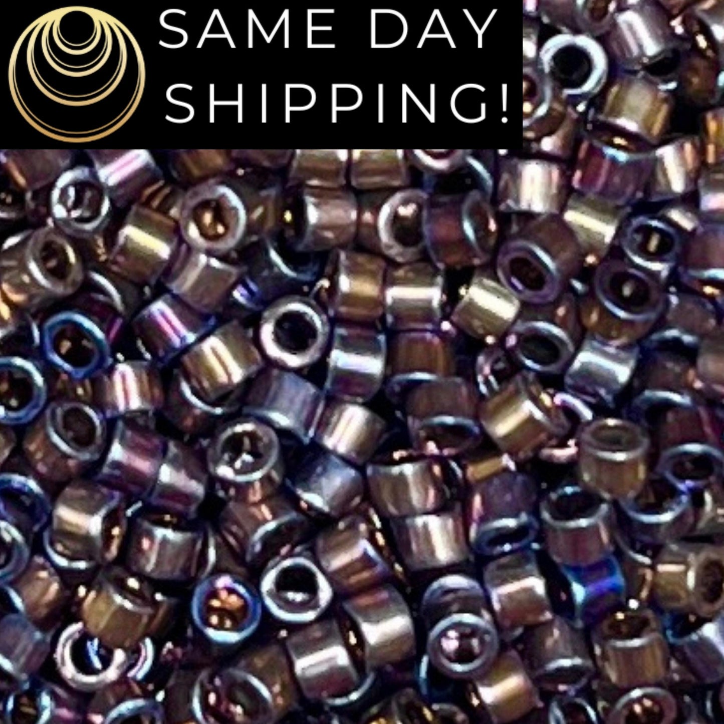 DB542 (1 gram-20 grams) Miyuki Size 11/0 Delica Beads Palladium Plated Amethyst Gold Iris AB-Free Container! Same Day Shipping!