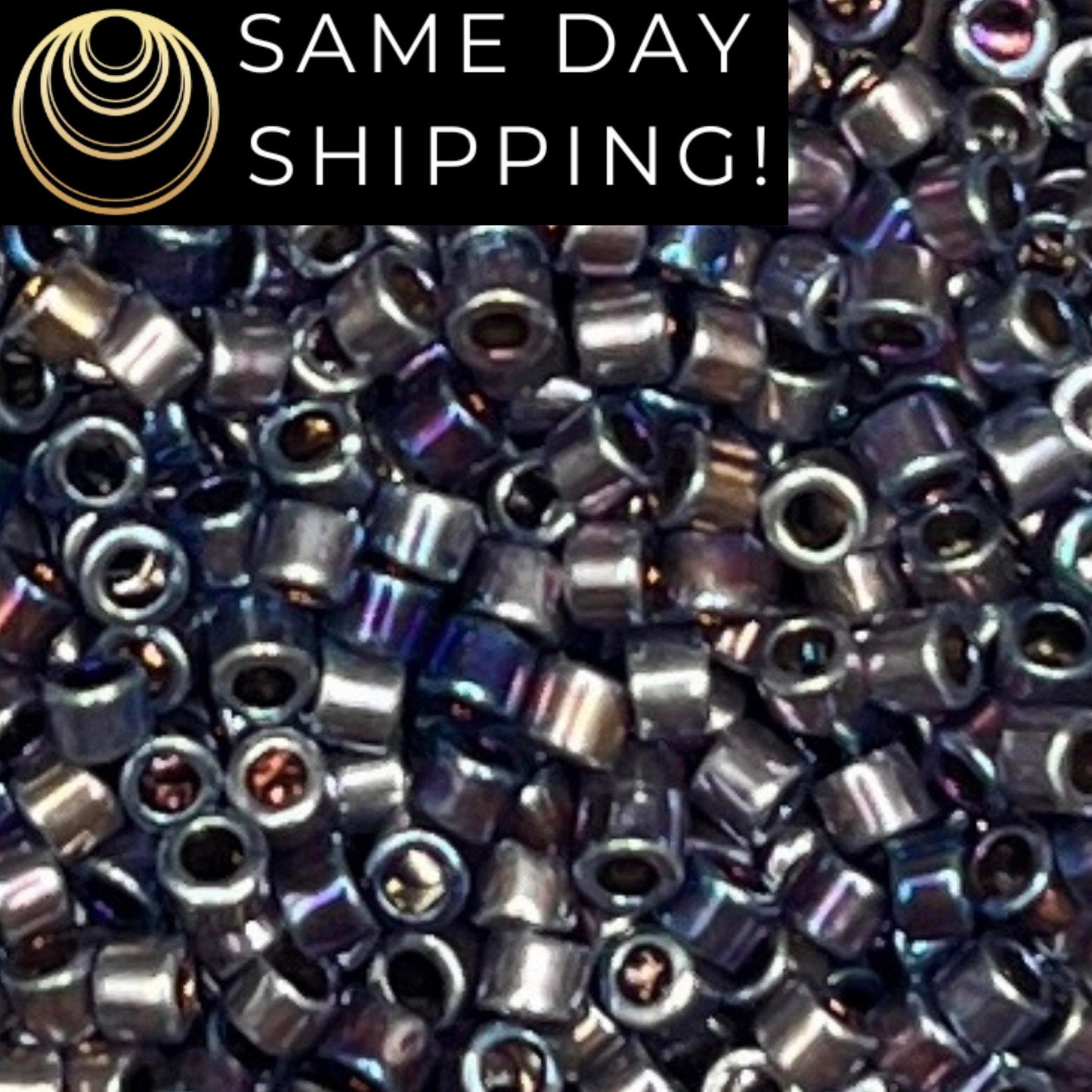 DB543 (1 gram-20 grams) Miyuki Size 11/0 Delica Beads Palladium Plated Violet Gold Iris AB-Free Container! Same Day Shipping!